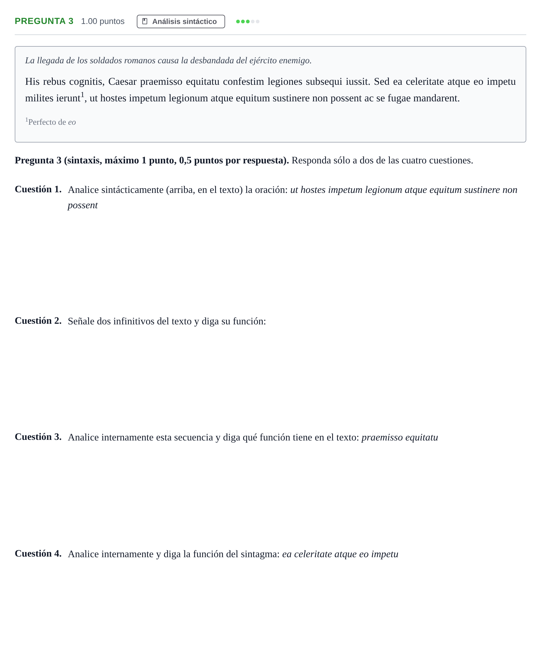 Enunciado: Pregunta 3 · Latín II PAU Asturias Extraordinaria 2024