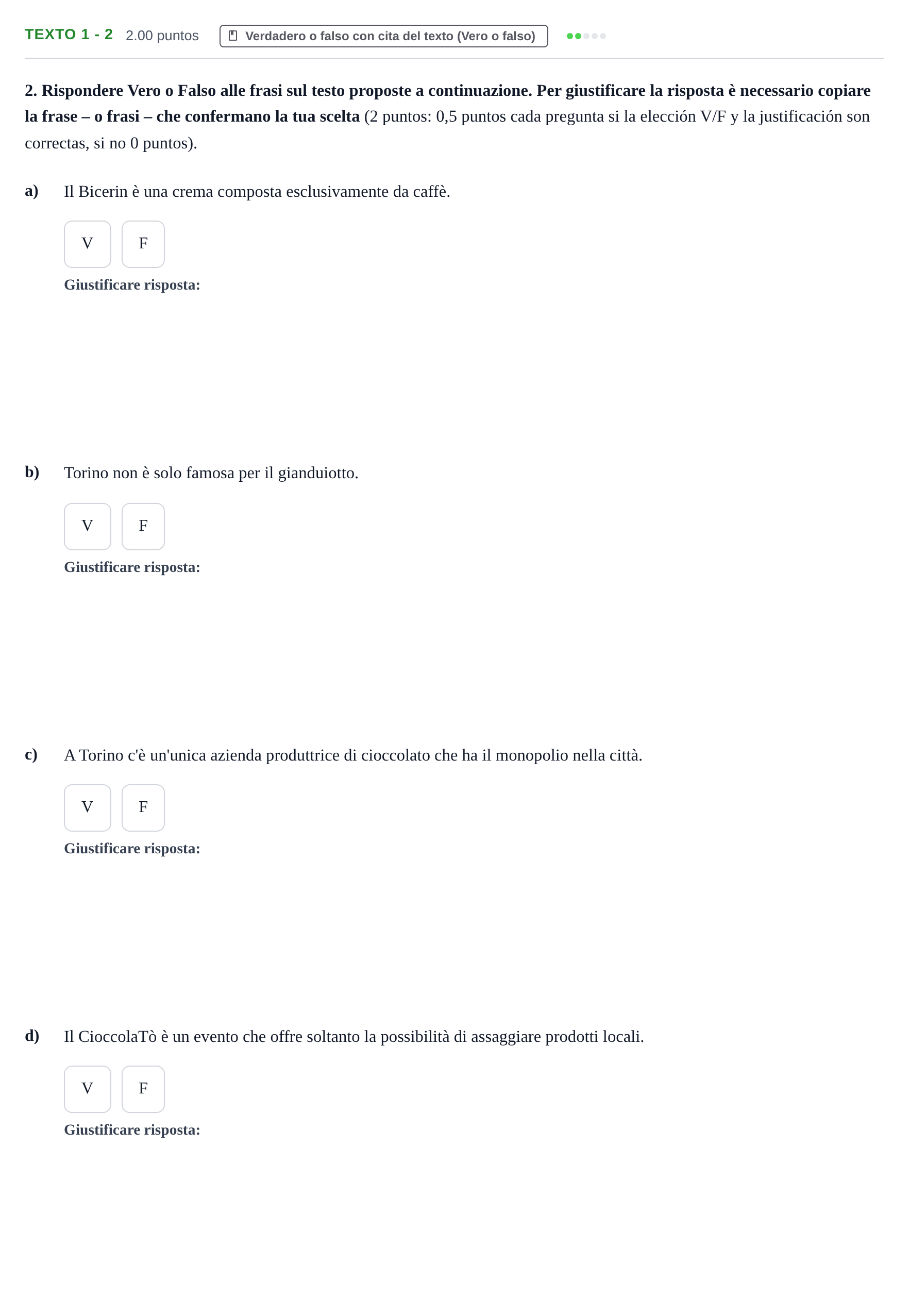 Enunciado: Ejercicio Texto 1 - 2 · Italiano PAU Asturias Ordinaria (2ª lengua extranjera) 2024
