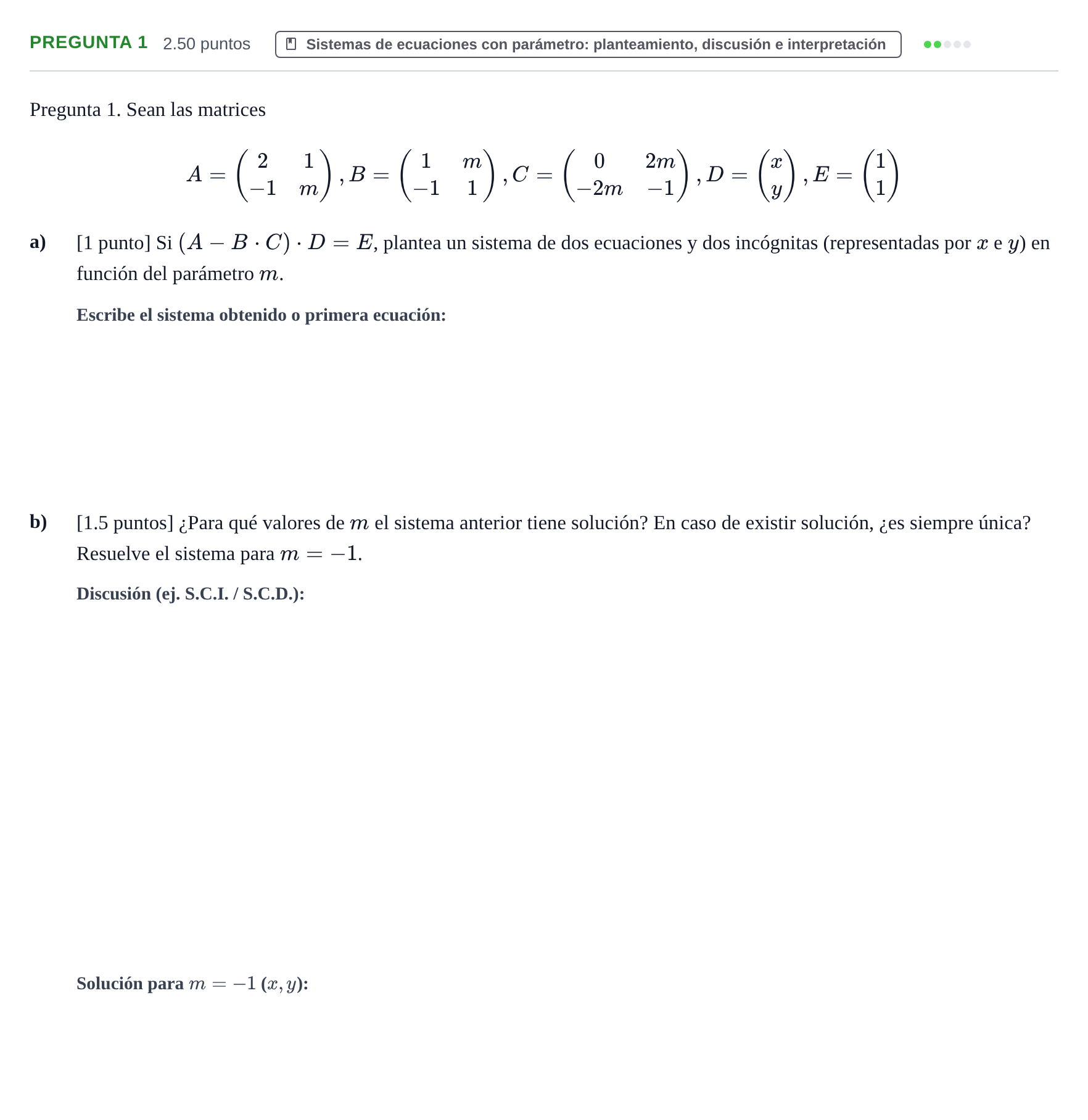 Enunciado: Pregunta 1 · Matemáticas aplicadas a las Ciencias Sociales II PAU Asturias Extraordinaria 2024