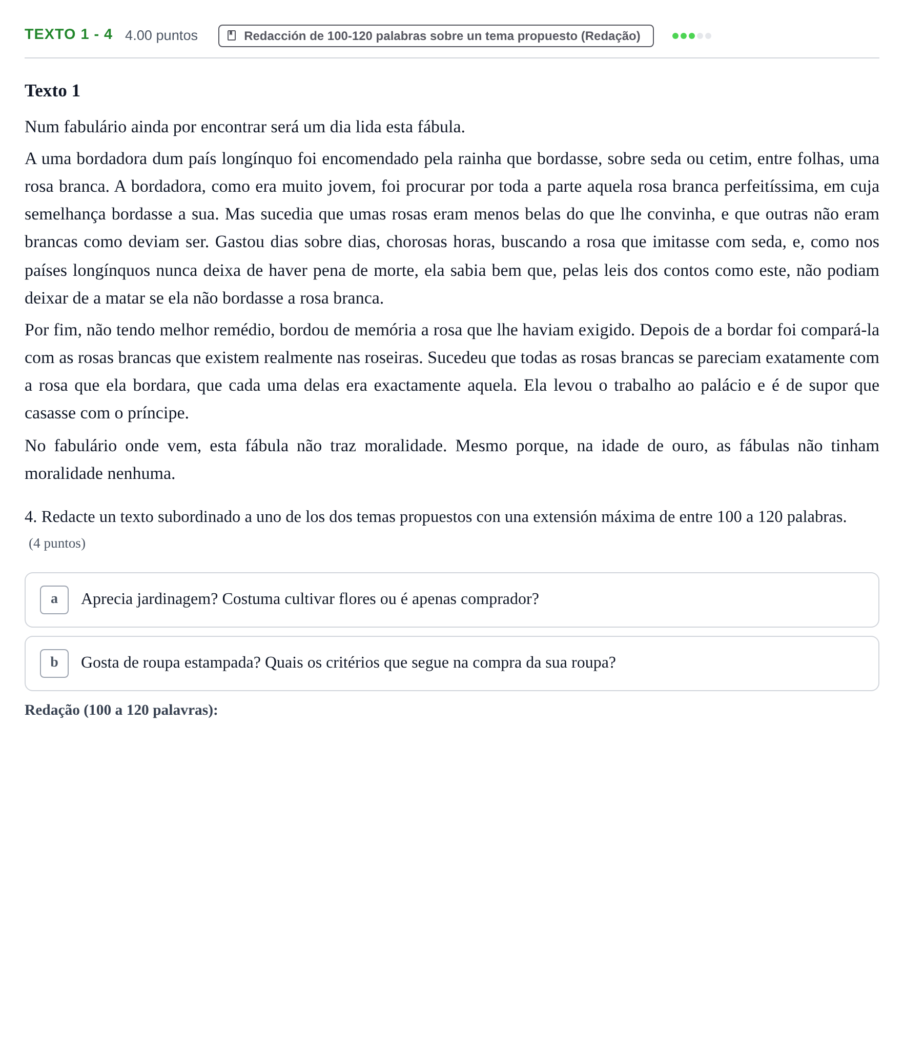 Enunciado: Ejercicio Texto 1 - 4 · Portugués PAU Asturias Ordinaria (2ª lengua extranjera) 2024