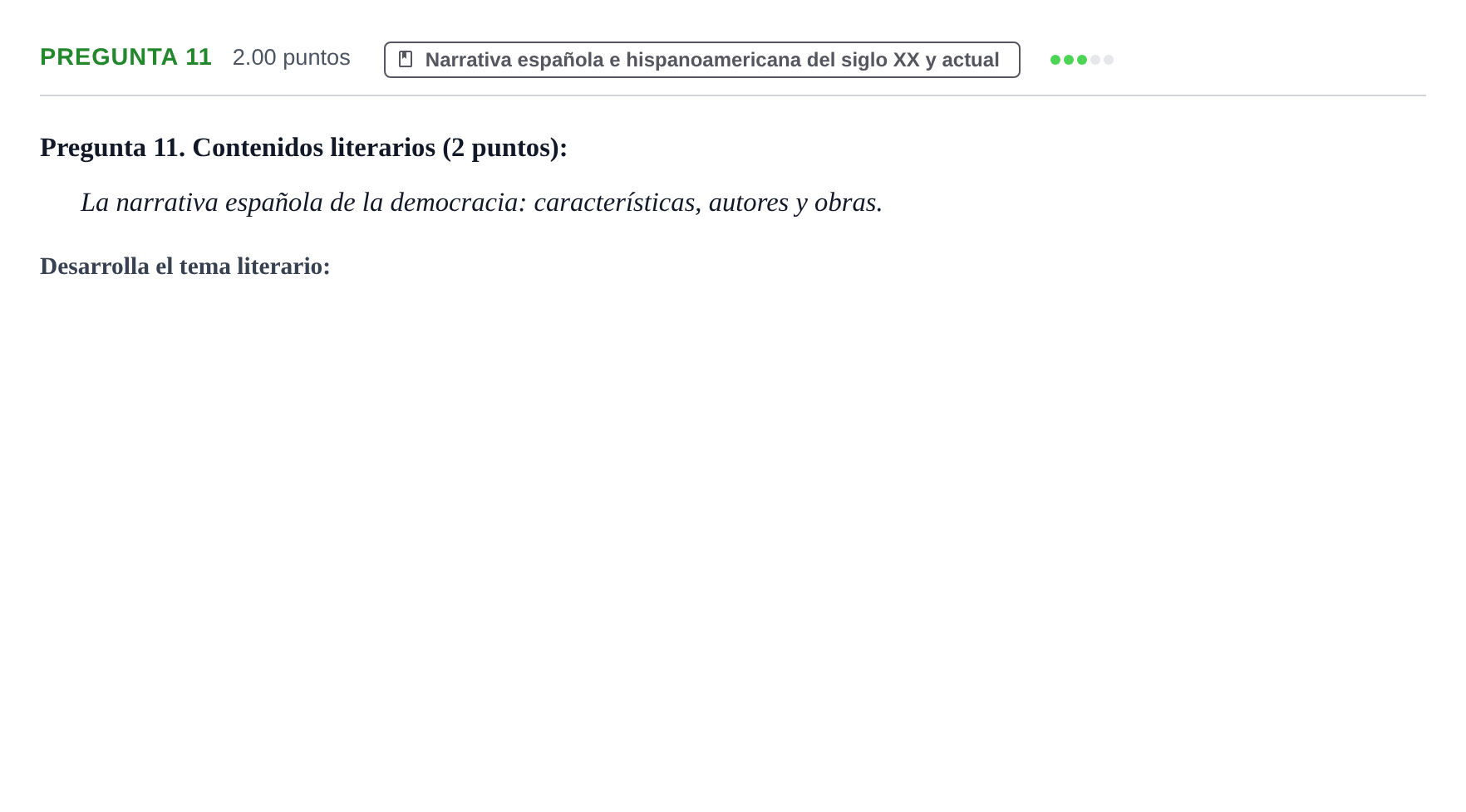 Enunciado: Pregunta 11 · Lengua Castellana y Literatura II PAU Asturias Extraordinaria 2024