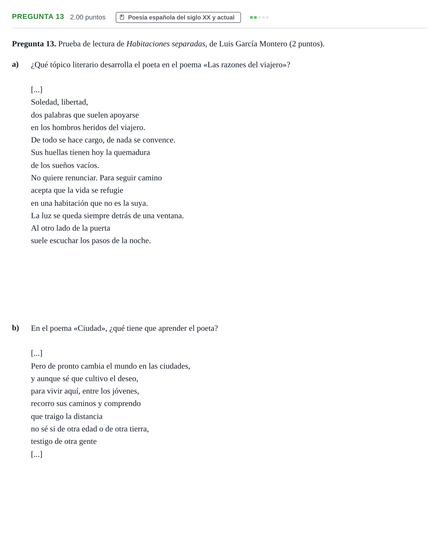 Enunciado: Pregunta 13 · Lengua Castellana y Literatura II PAU Asturias Extraordinaria 2024