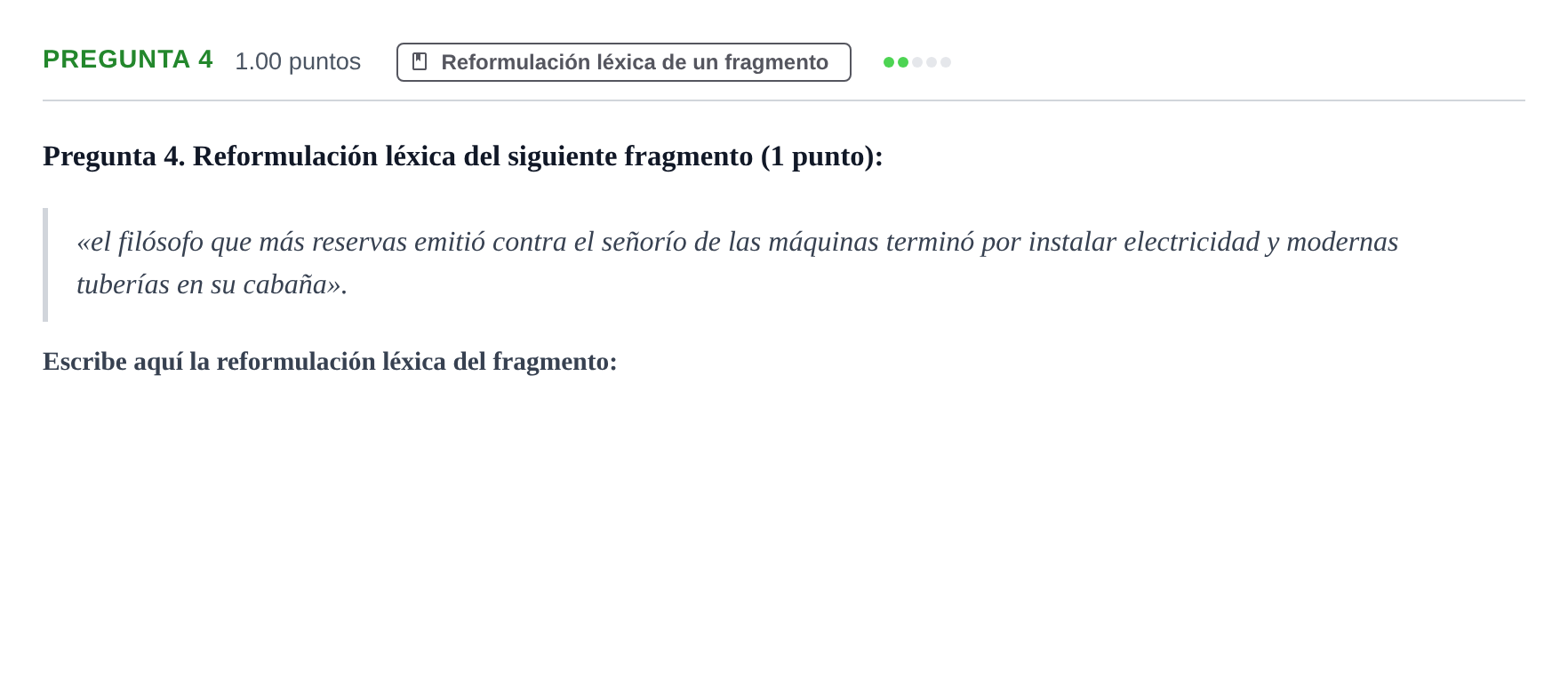 Enunciado: Pregunta 4 · Lengua Castellana y Literatura II PAU Asturias Extraordinaria 2024