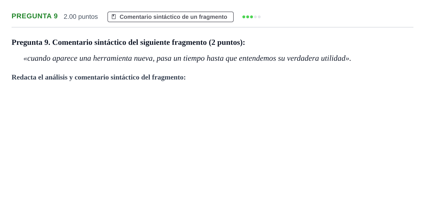 Enunciado: Pregunta 9 · Lengua Castellana y Literatura II PAU Asturias Extraordinaria 2024