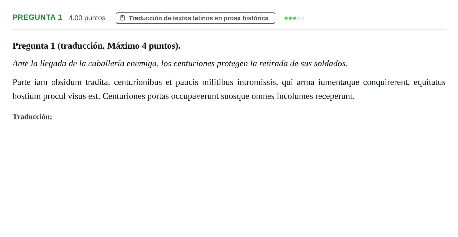 Enunciado: Pregunta 1 · Latín II PAU Asturias Ordinaria 2024