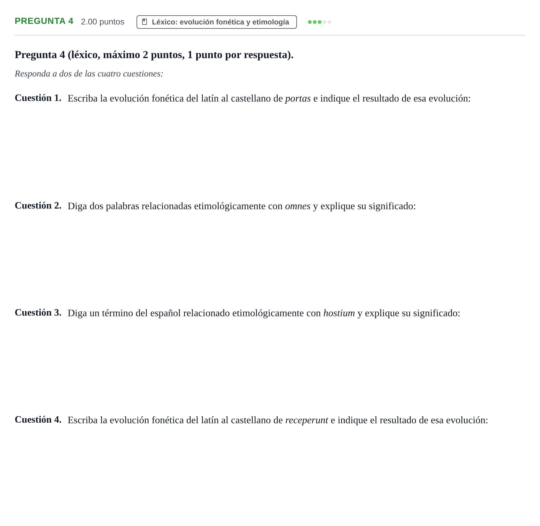 Enunciado: Pregunta 4 · Latín II PAU Asturias Ordinaria 2024