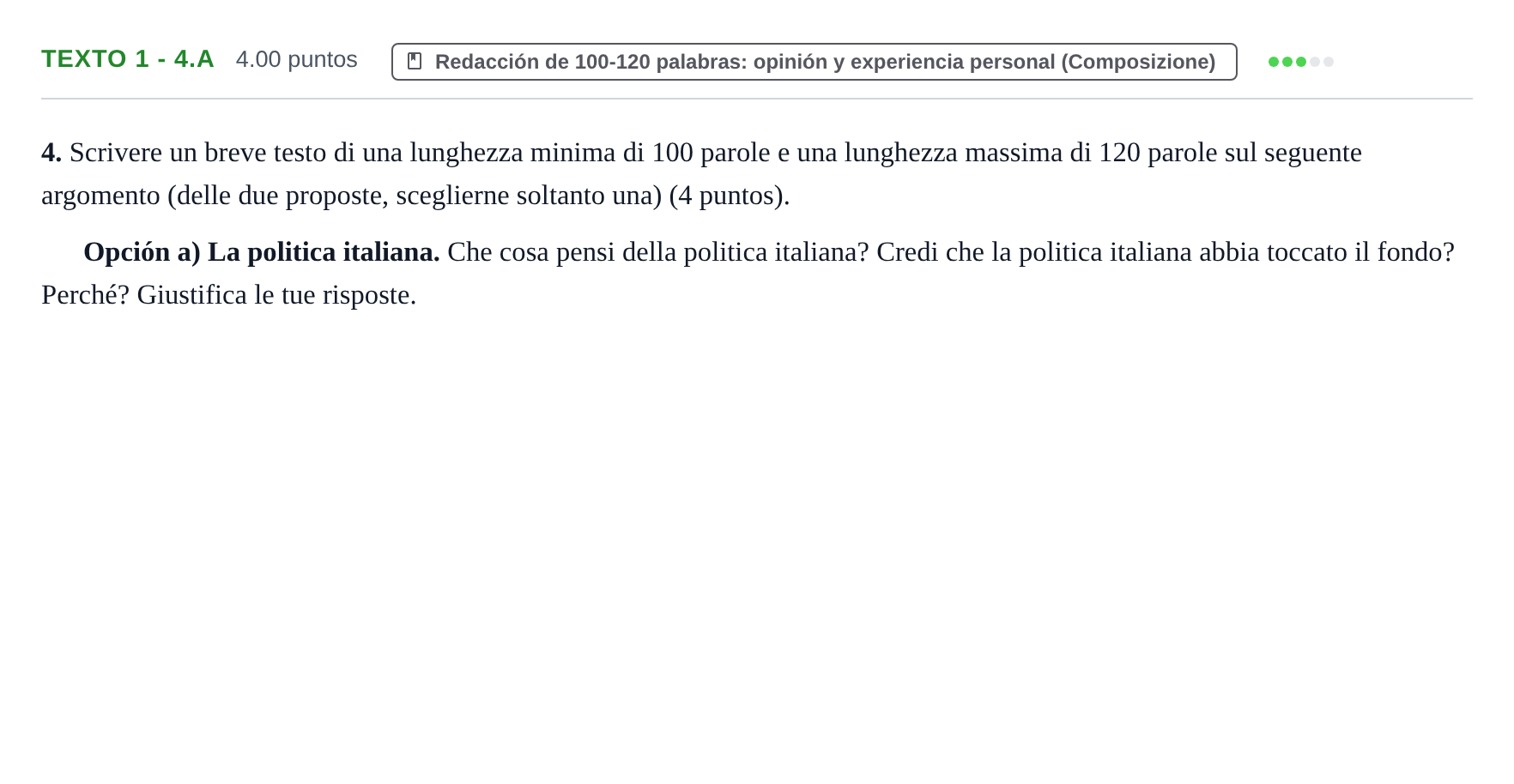 Enunciado: Ejercicio Texto 1 - 4.a · Italiano PAU Asturias Ordinaria 2024