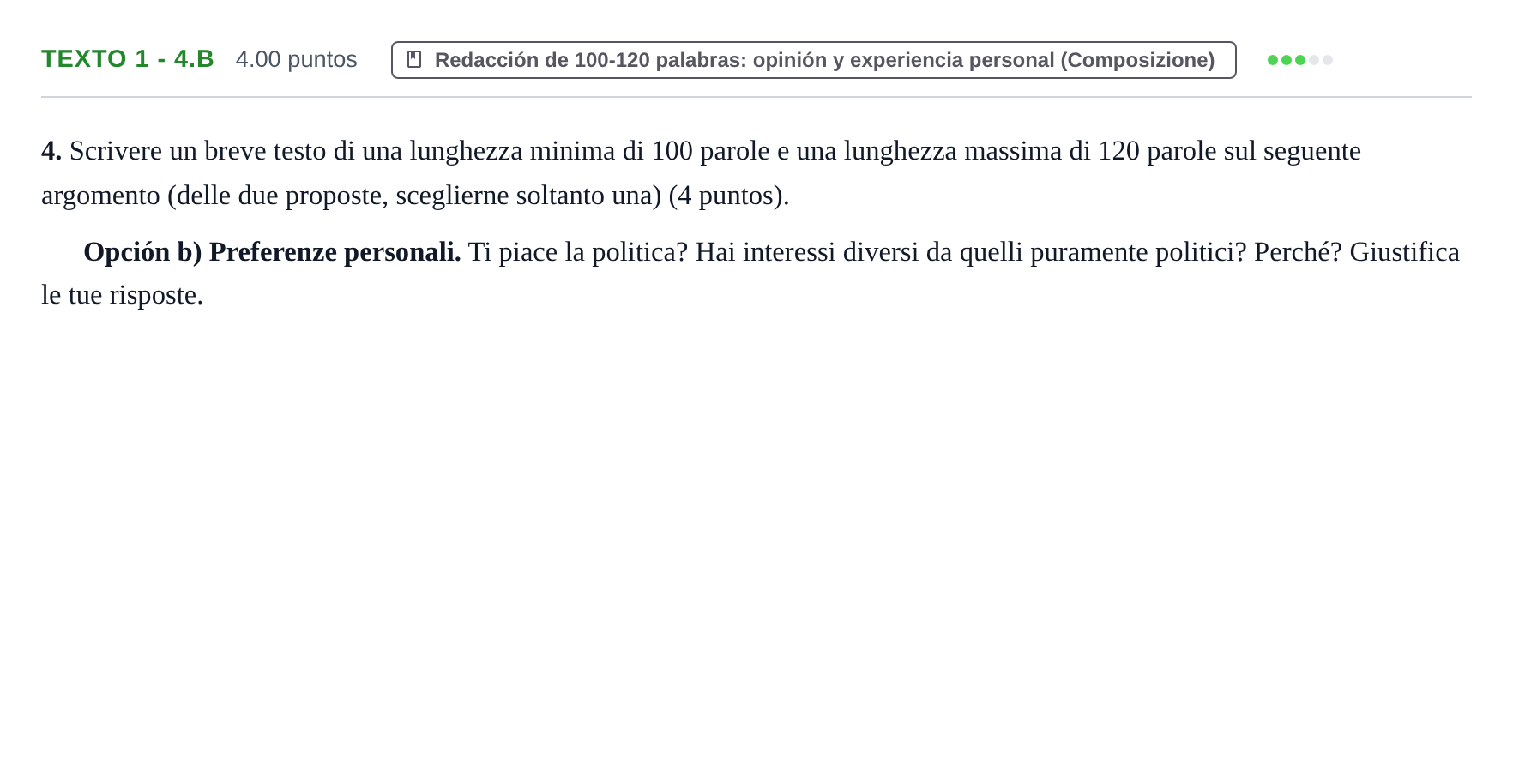 Enunciado: Ejercicio Texto 1 - 4.b · Italiano PAU Asturias Ordinaria 2024