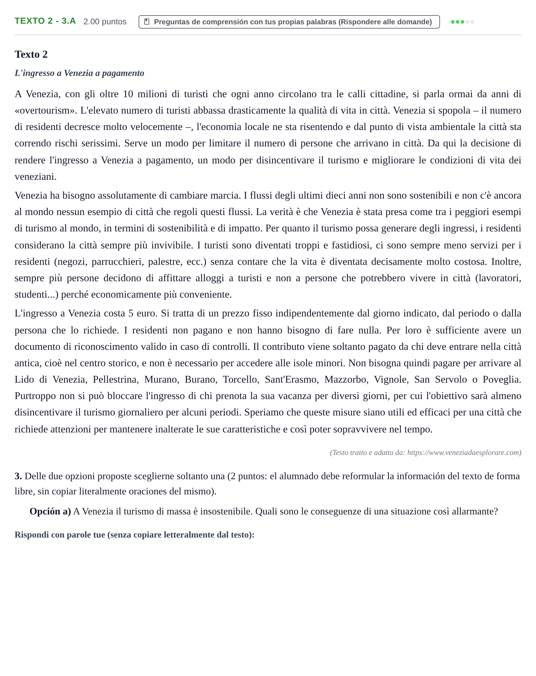 Enunciado: Ejercicio Texto 2 - 3.a · Italiano PAU Asturias Ordinaria 2024