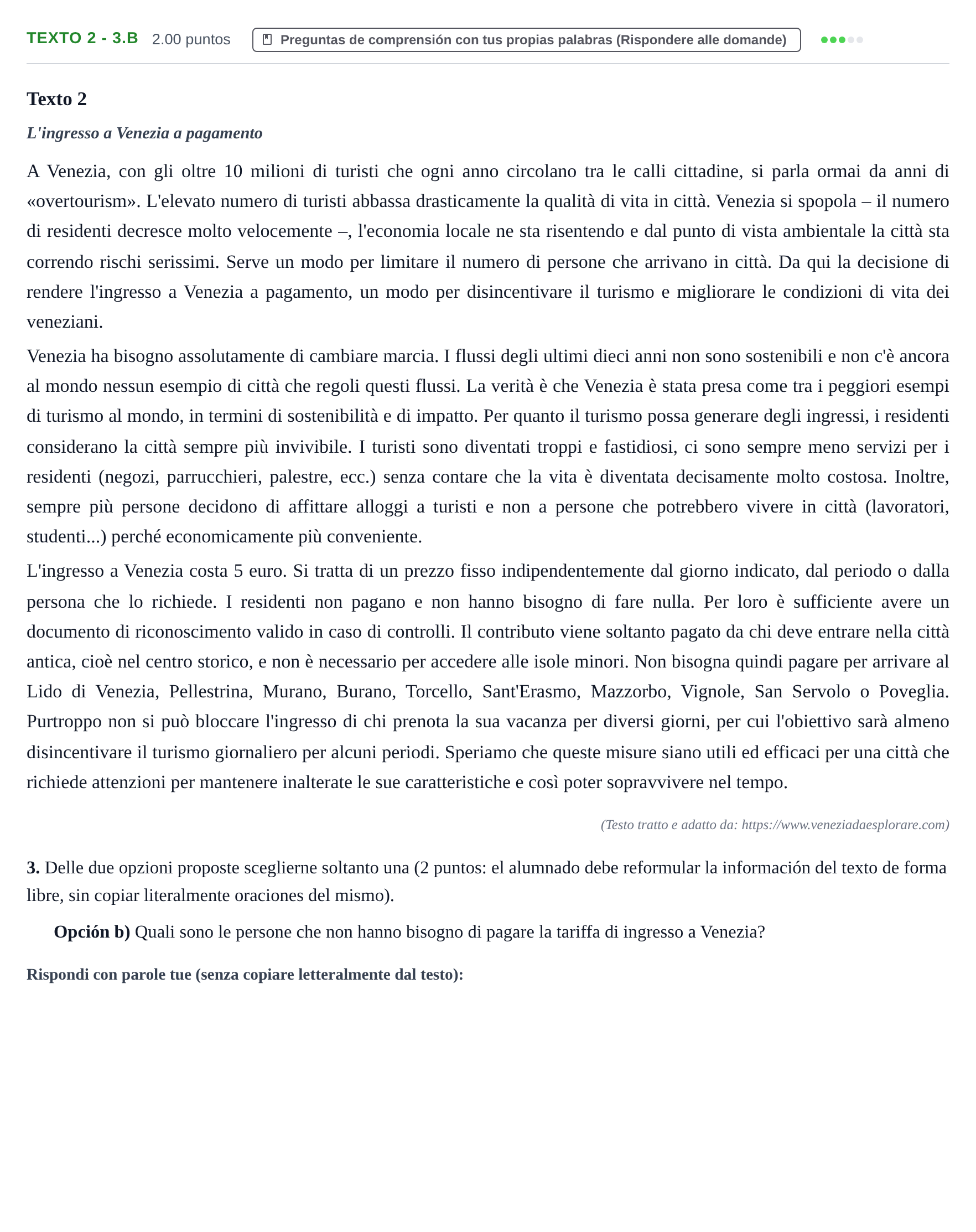 Enunciado: Ejercicio Texto 2 - 3.b · Italiano PAU Asturias Ordinaria 2024