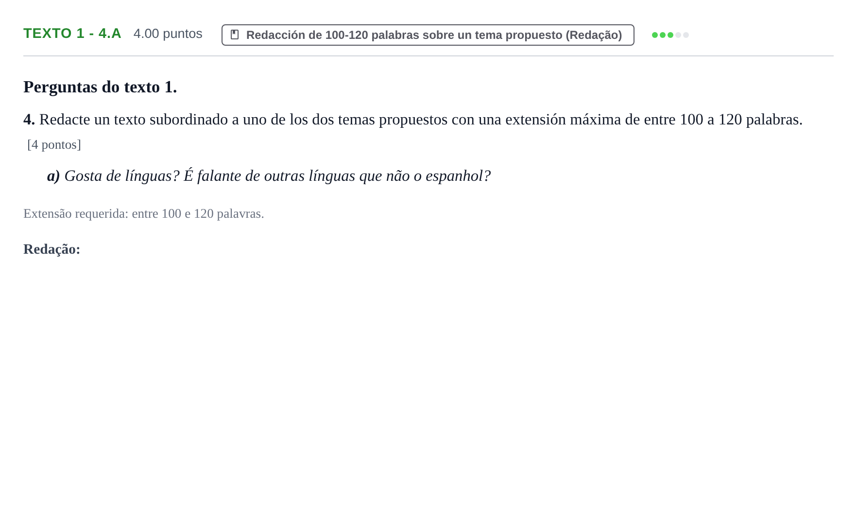 Enunciado: Ejercicio Texto 1 - 4.a · Portugués PAU Asturias Ordinaria 2024
