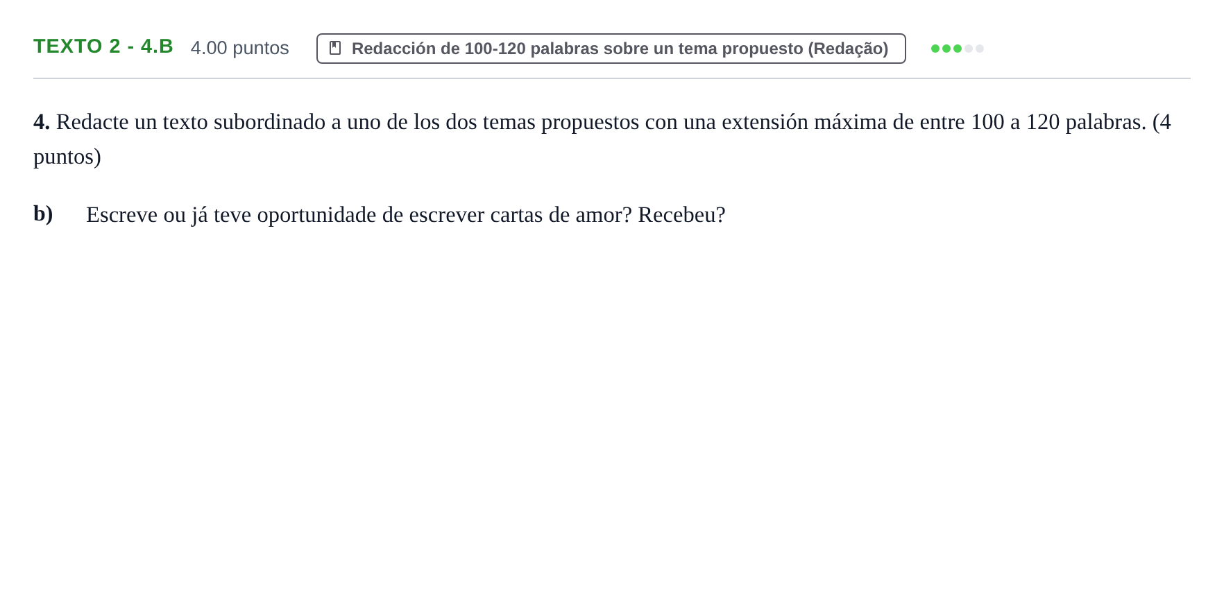 Enunciado: Ejercicio Texto 2 - 4.b · Portugués PAU Asturias Ordinaria 2024