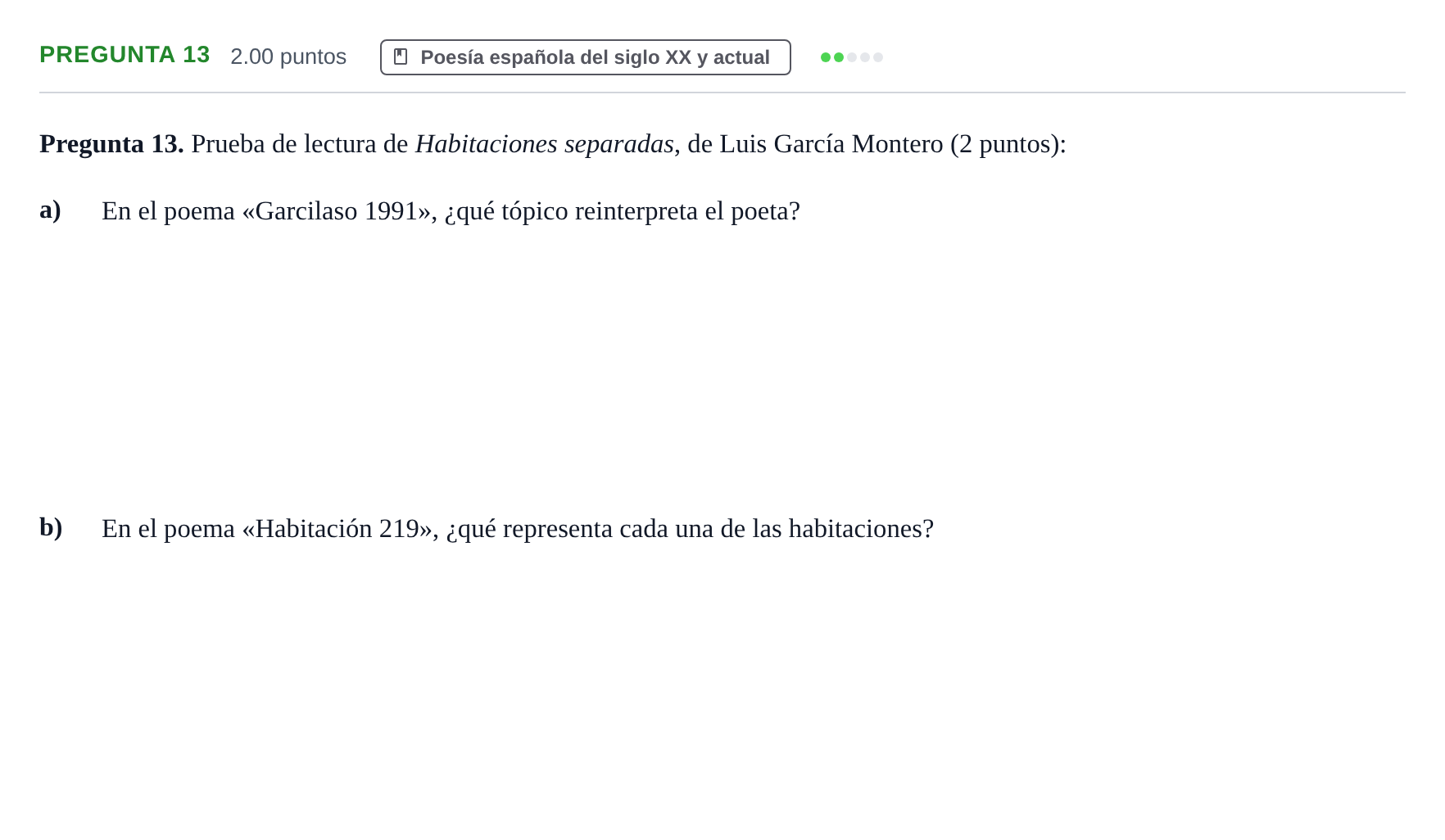 Enunciado: Pregunta 13 · Lengua Castellana y Literatura II PAU Asturias Ordinaria 2024