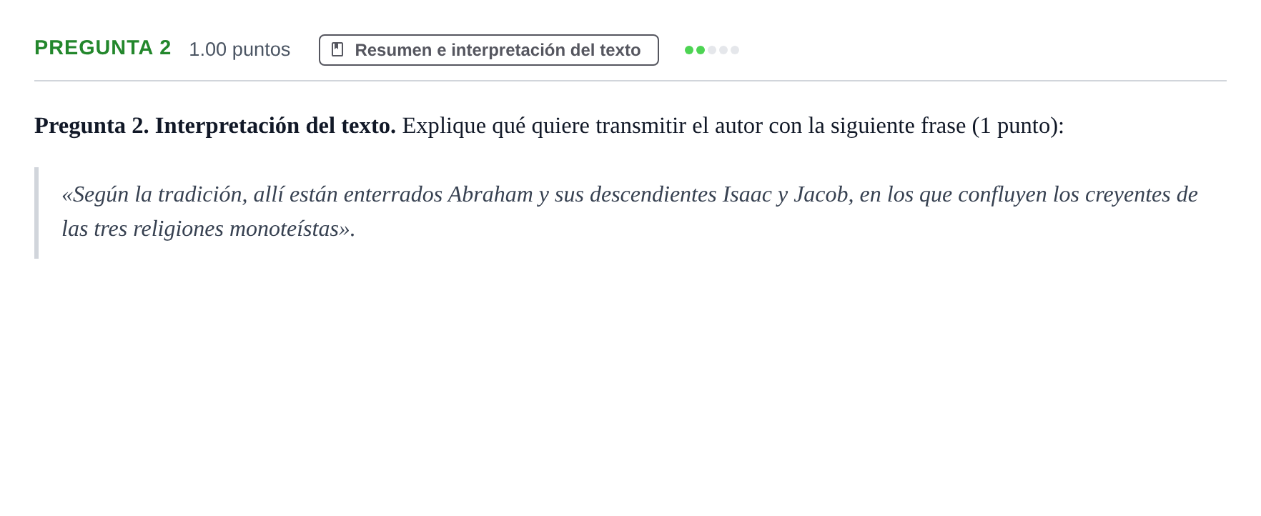 Enunciado: Pregunta 2 · Lengua Castellana y Literatura II PAU Asturias Ordinaria 2024
