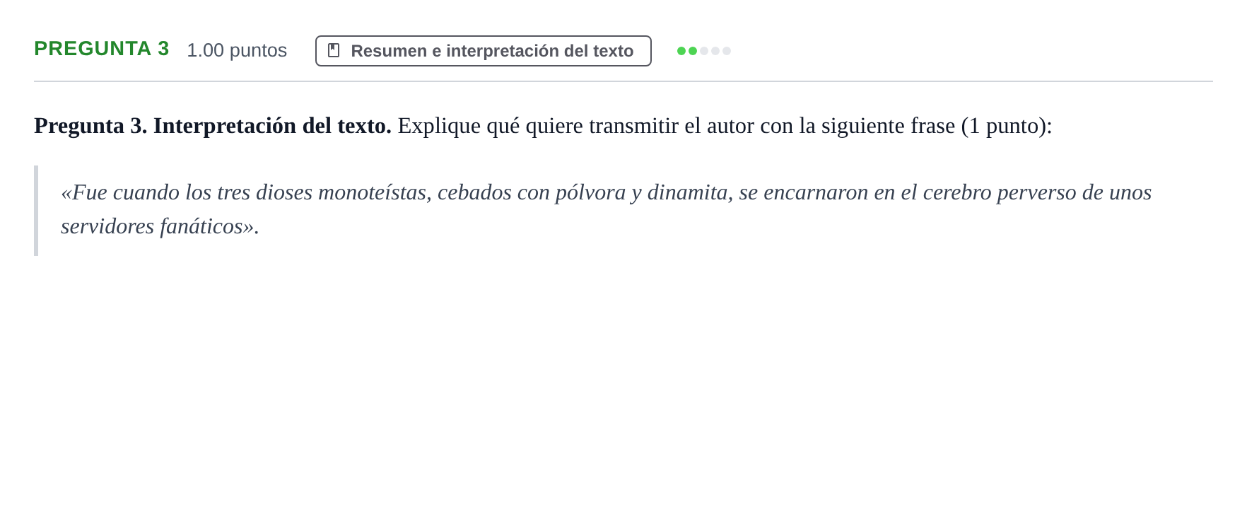 Enunciado: Pregunta 3 · Lengua Castellana y Literatura II PAU Asturias Ordinaria 2024