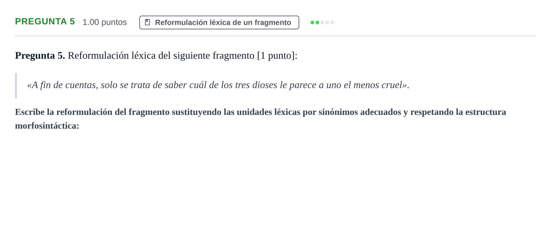 Enunciado: Pregunta 5 · Lengua Castellana y Literatura II PAU Asturias Ordinaria 2024