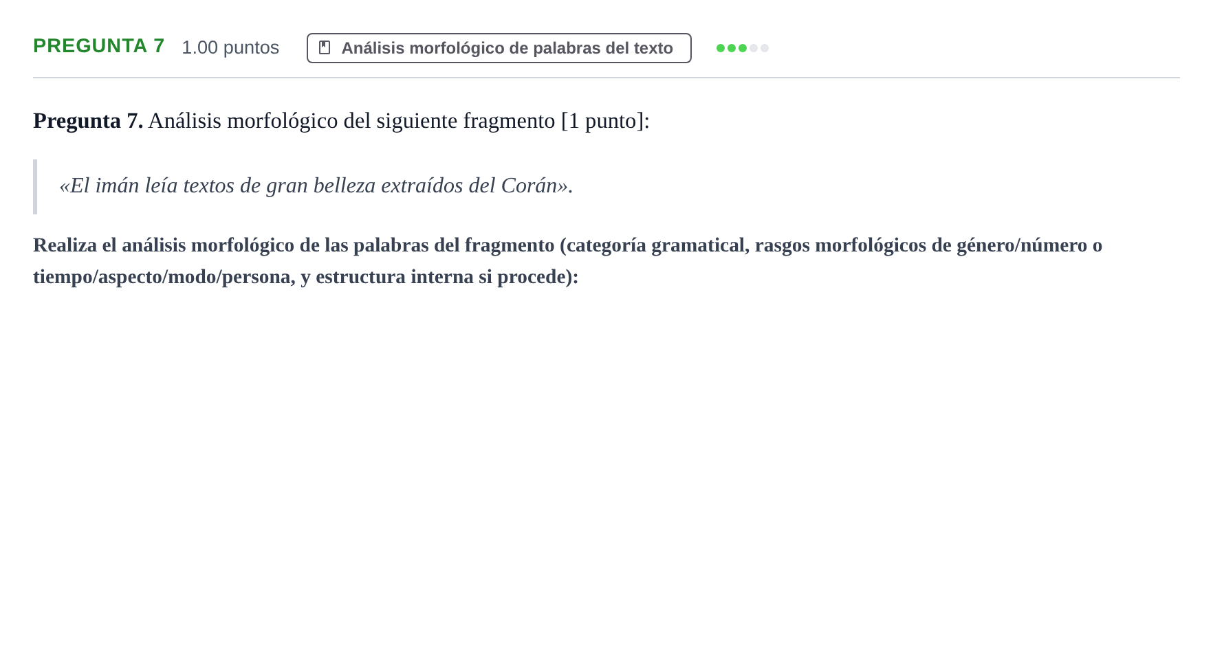Enunciado: Pregunta 7 · Lengua Castellana y Literatura II PAU Asturias Ordinaria 2024