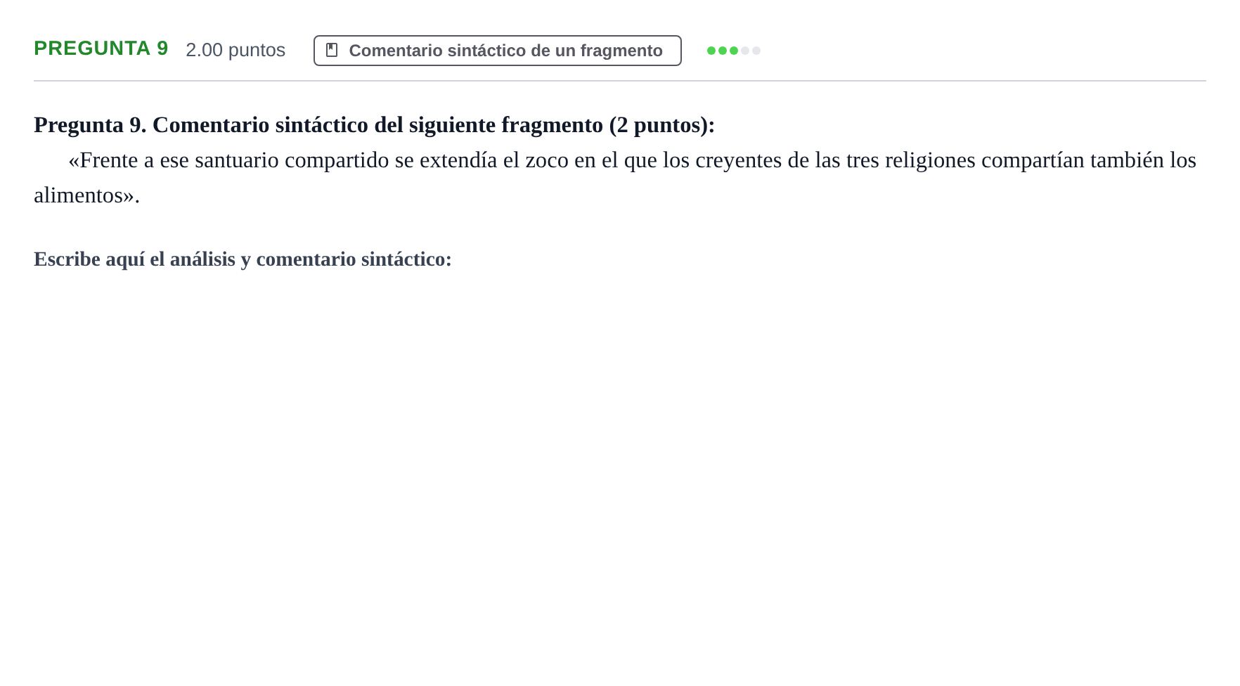 Enunciado: Pregunta 9 · Lengua Castellana y Literatura II PAU Asturias Ordinaria 2024