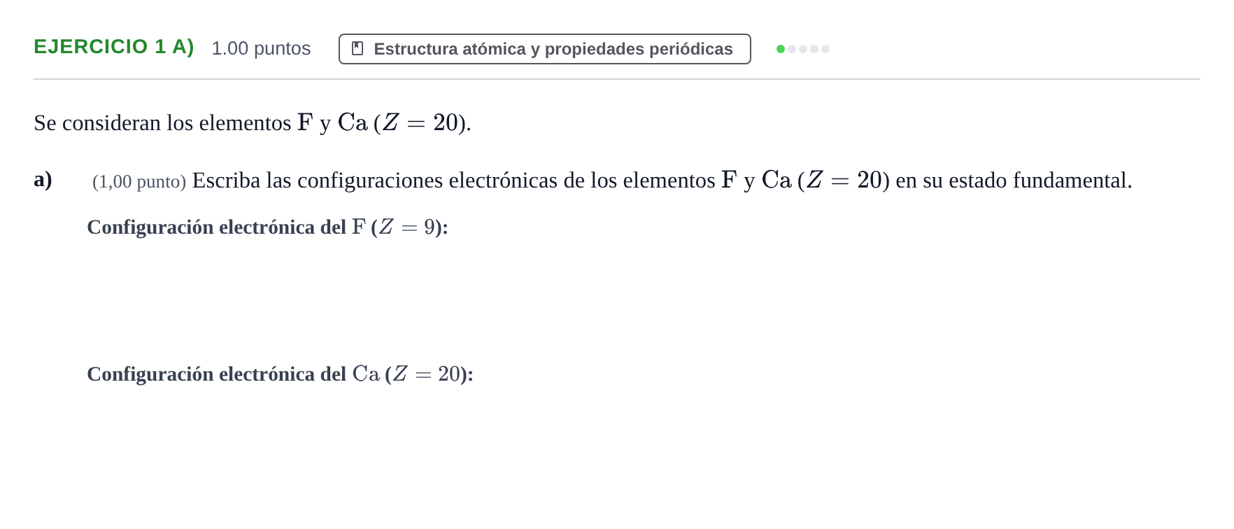 Enunciado: Ejercicio 1 a) · Química PAU Asturias Extraordinaria 2024