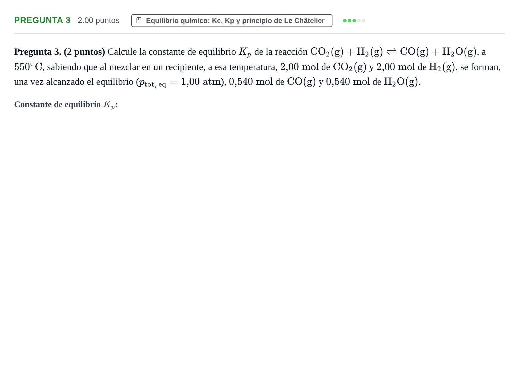 Enunciado: Pregunta 3 · Química PAU Asturias Extraordinaria 2024