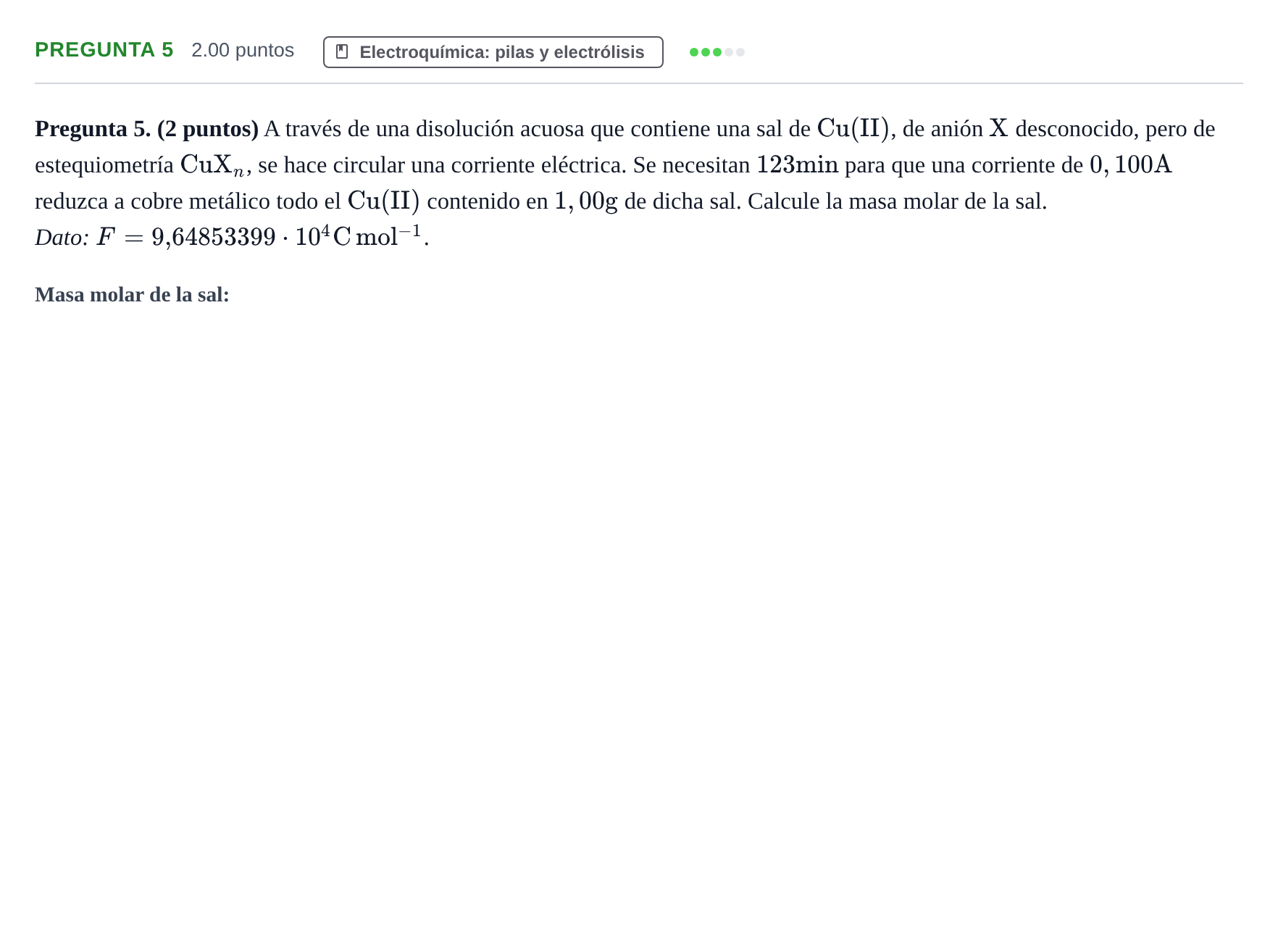 Enunciado: Pregunta 5 · Química PAU Asturias Extraordinaria 2024