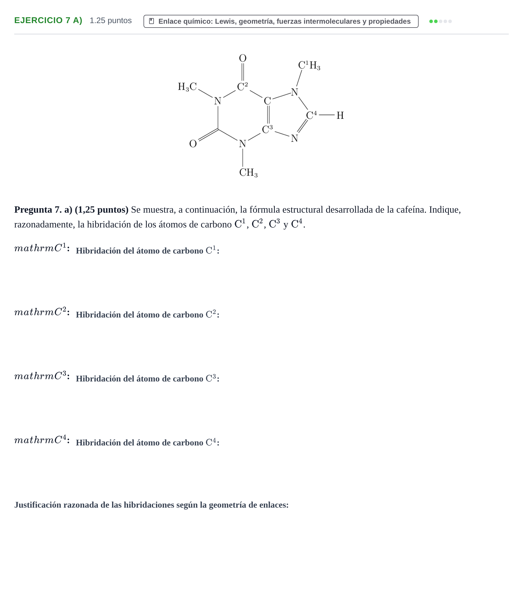 Enunciado: Ejercicio 7 a) · Química PAU Asturias Extraordinaria 2024