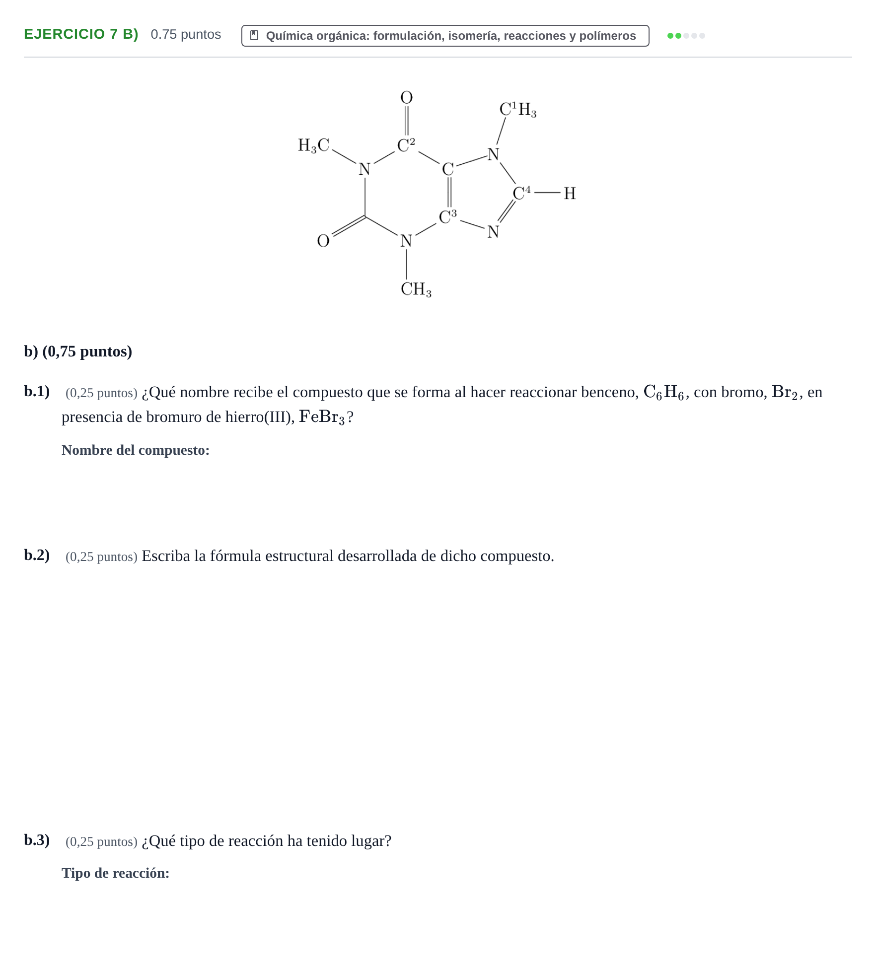 Enunciado: Ejercicio 7 b) · Química PAU Asturias Extraordinaria 2024