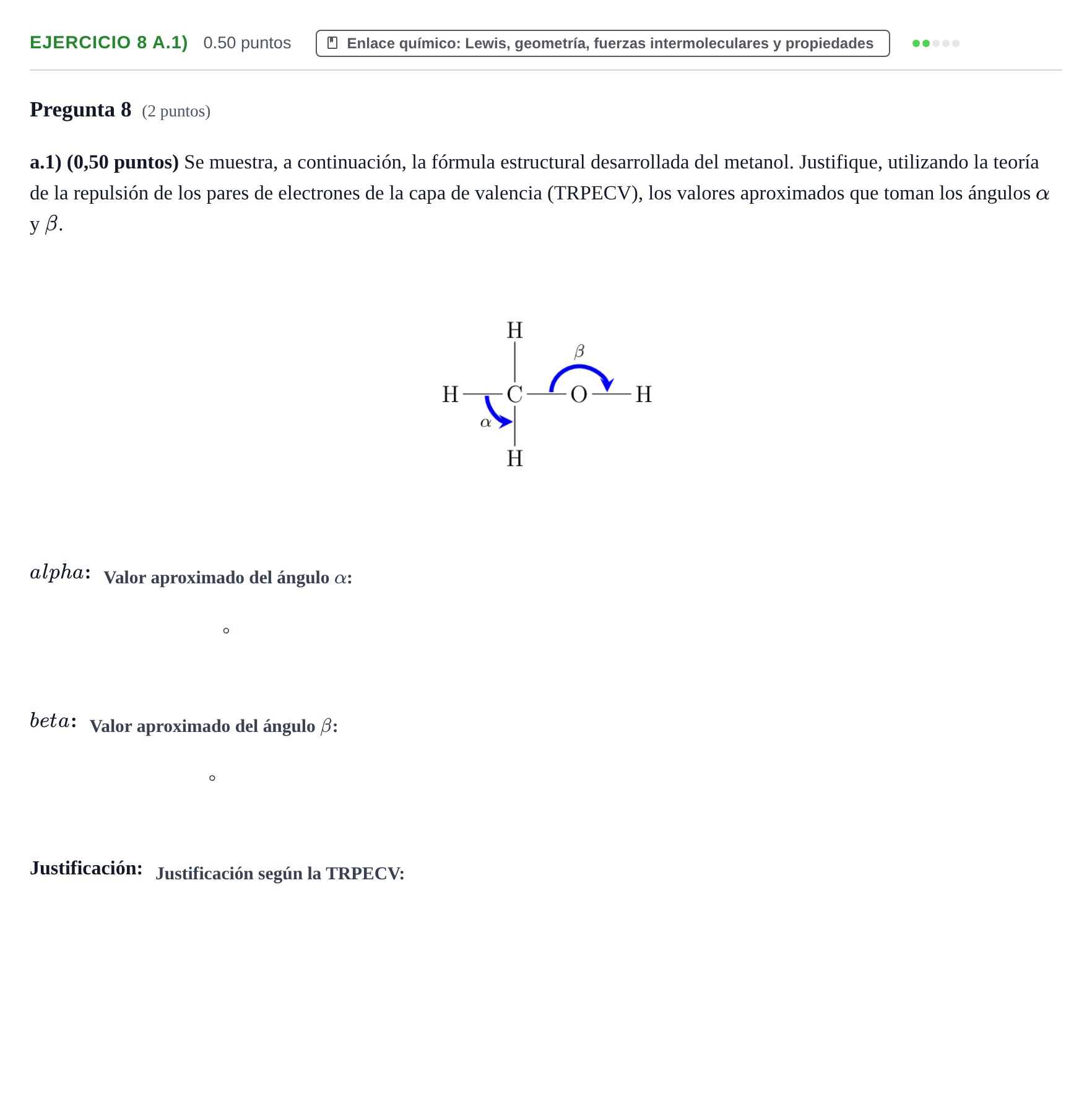 Enunciado: Ejercicio 8 a.1) · Química PAU Asturias Extraordinaria 2024