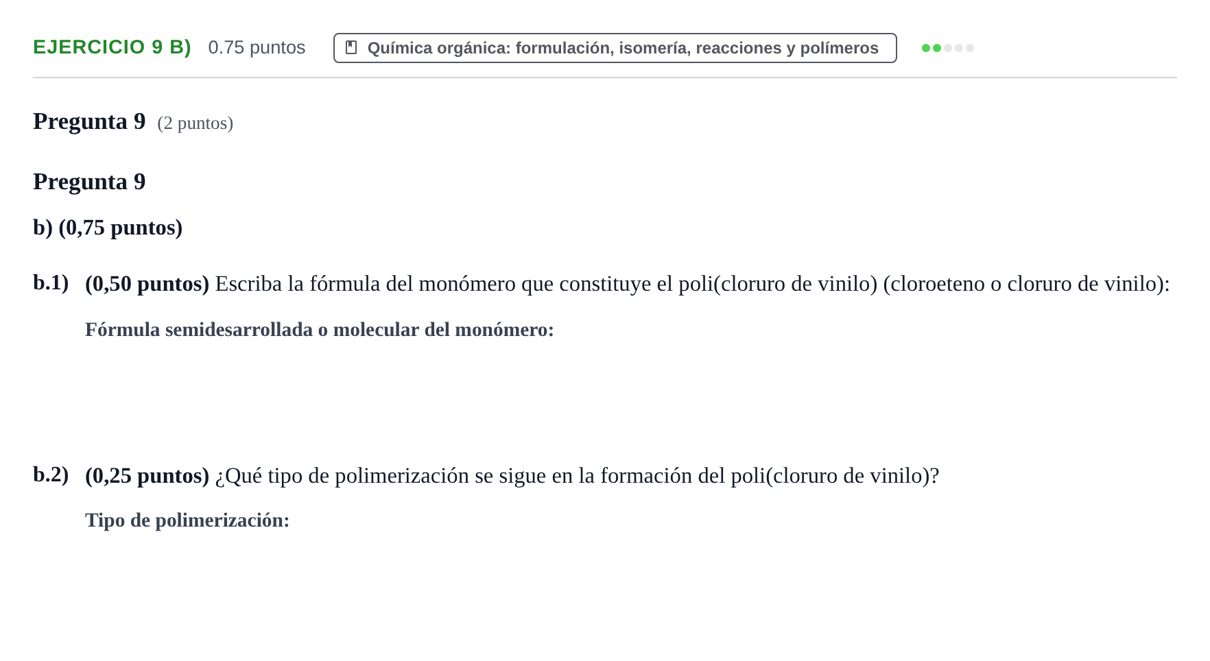 Enunciado: Ejercicio 9 b) · Química PAU Asturias Extraordinaria 2024