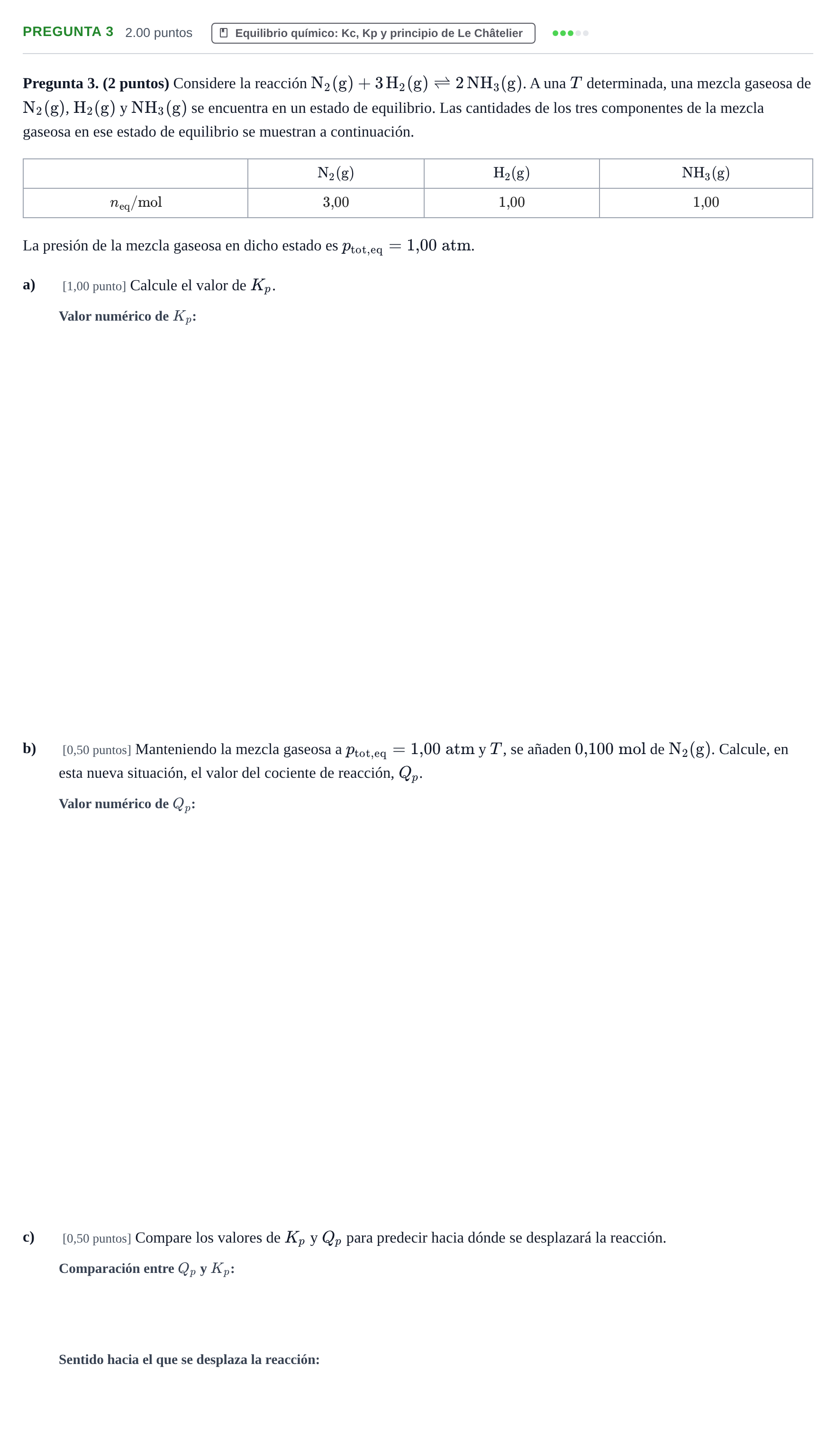 Enunciado: Pregunta 3 · Química PAU Asturias Ordinaria 2024