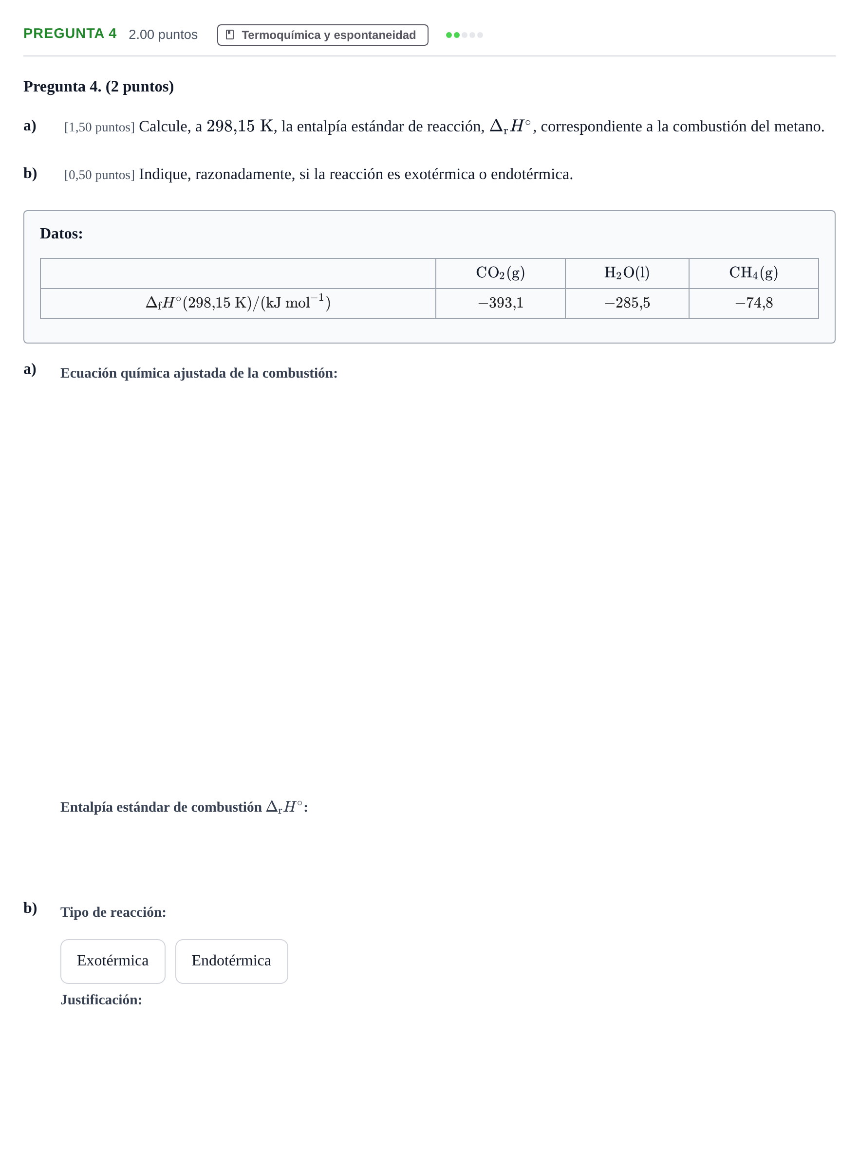 Enunciado: Pregunta 4 · Química PAU Asturias Ordinaria 2024