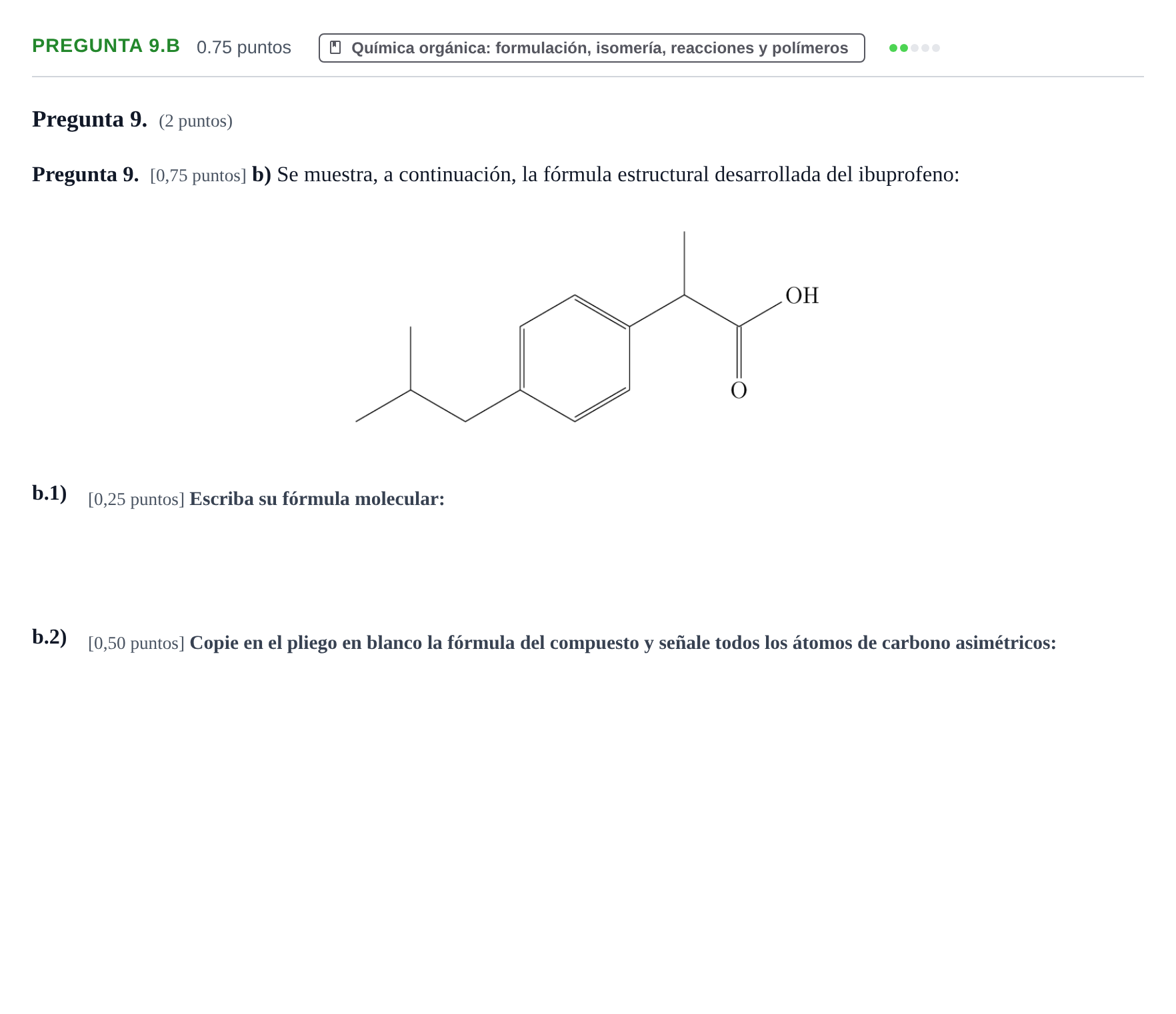 Enunciado: Pregunta 9.b - Química orgánica · Química PAU Asturias Ordinaria 2024