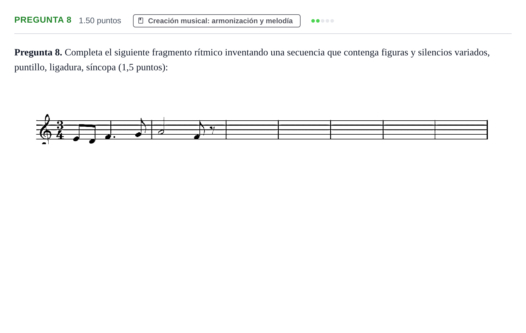 Enunciado: Pregunta 8 · Análisis Musical II PAU Asturias Ordinaria 2024