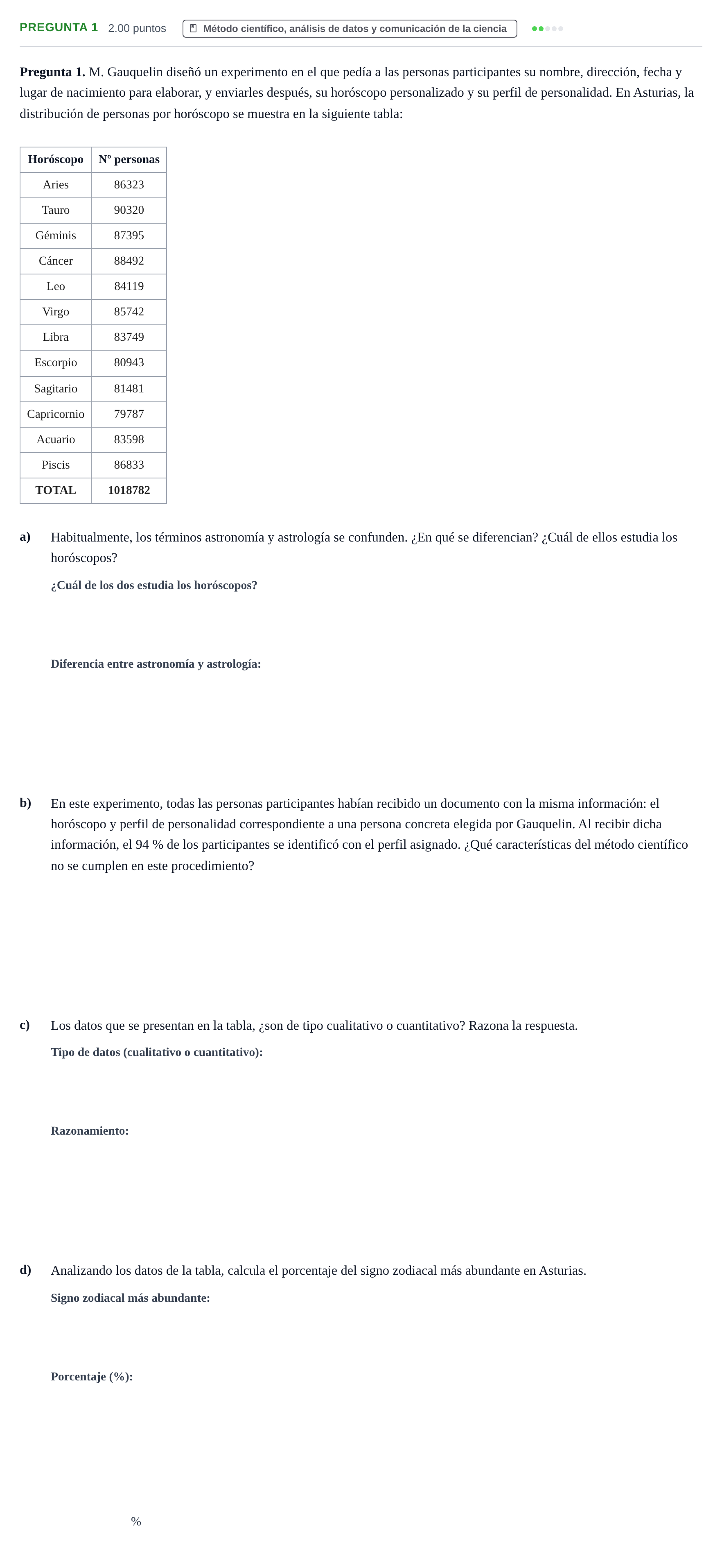 Enunciado: Pregunta 1 · Ciencias Generales PAU Asturias Extraordinaria 2024