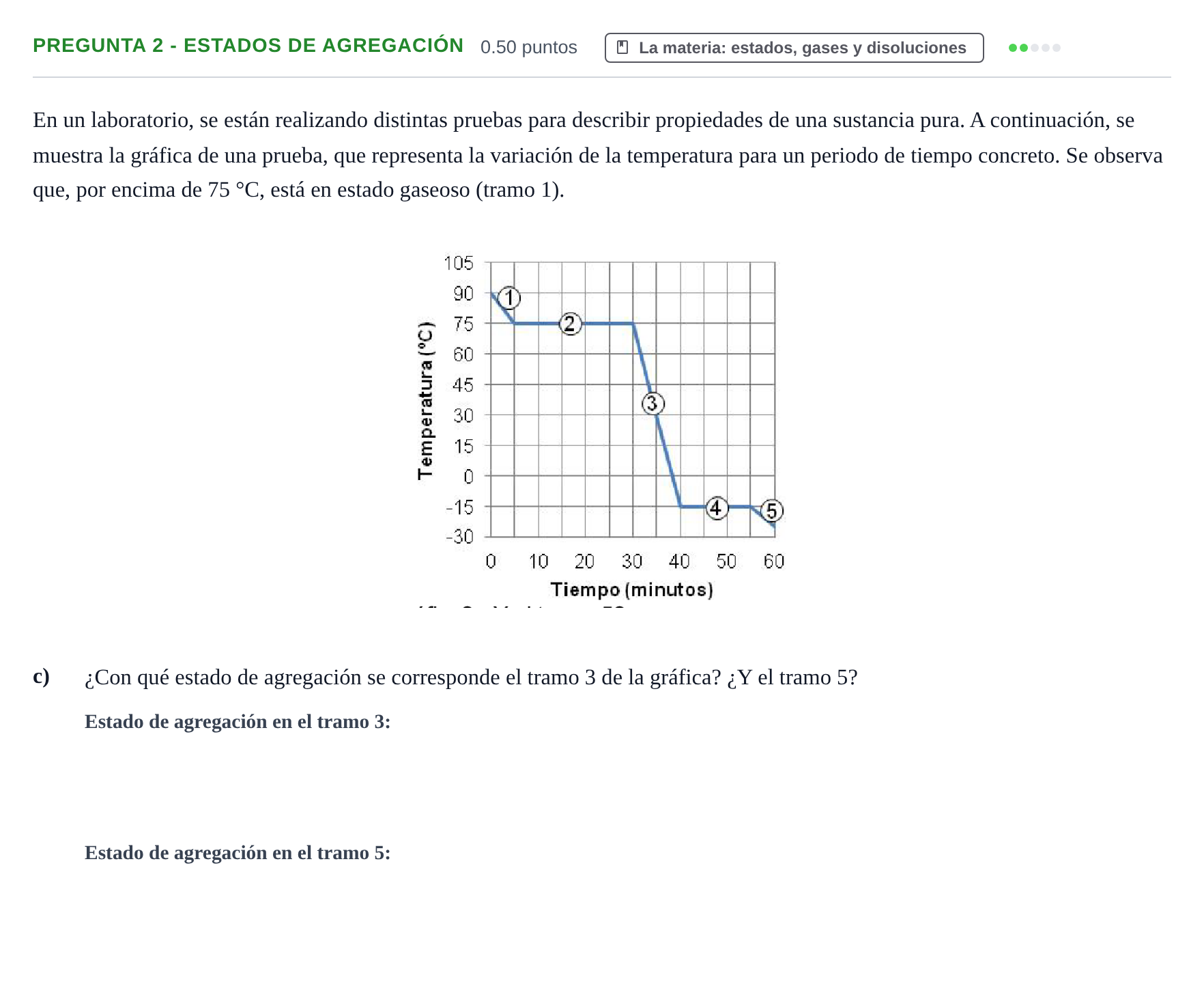 Enunciado: Pregunta 2 - Estados de agregación · Ciencias Generales PAU Asturias Extraordinaria 2024