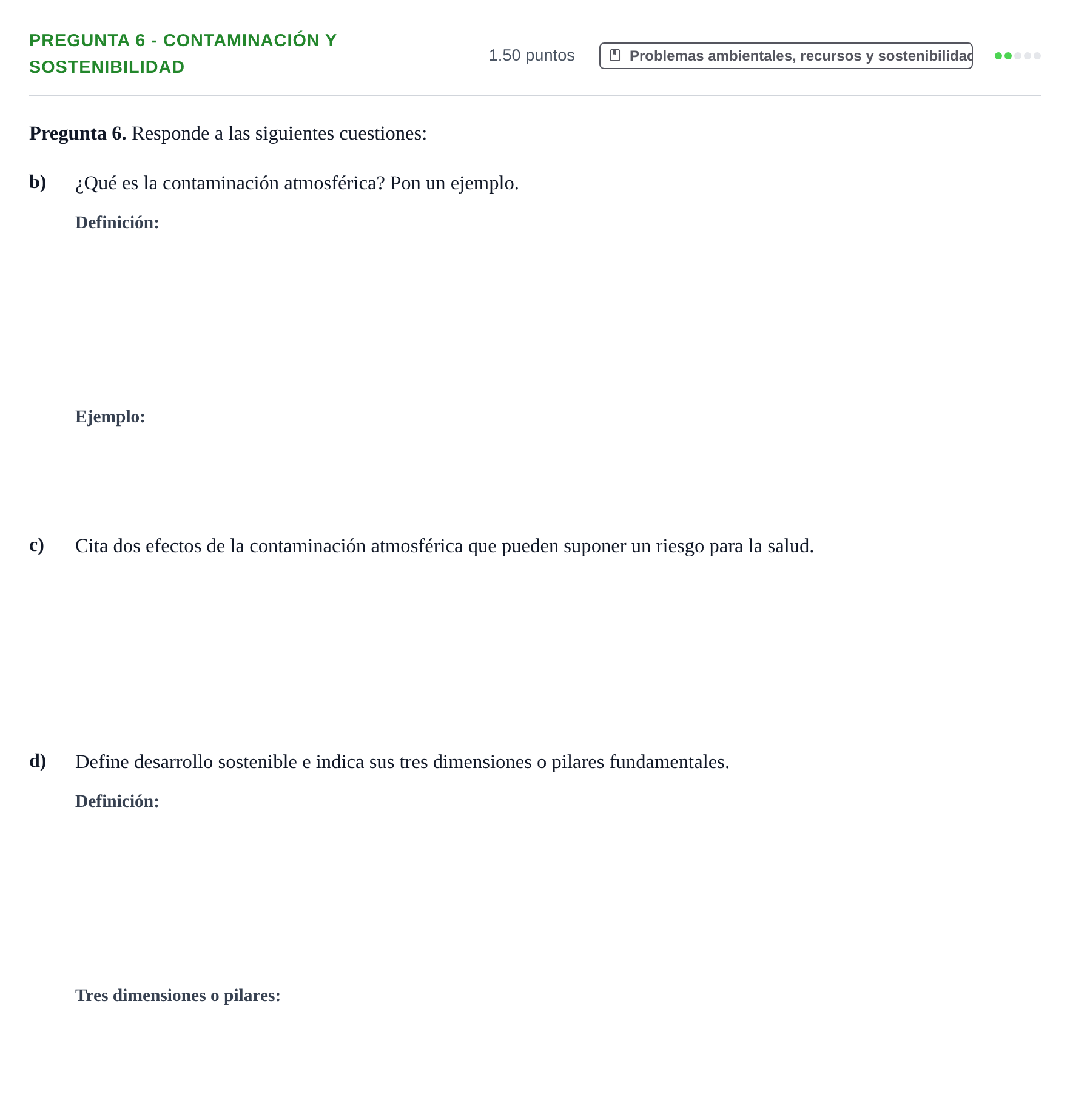 Enunciado: Pregunta 6 - Contaminación y sostenibilidad · Ciencias Generales PAU Asturias Extraordinaria 2024