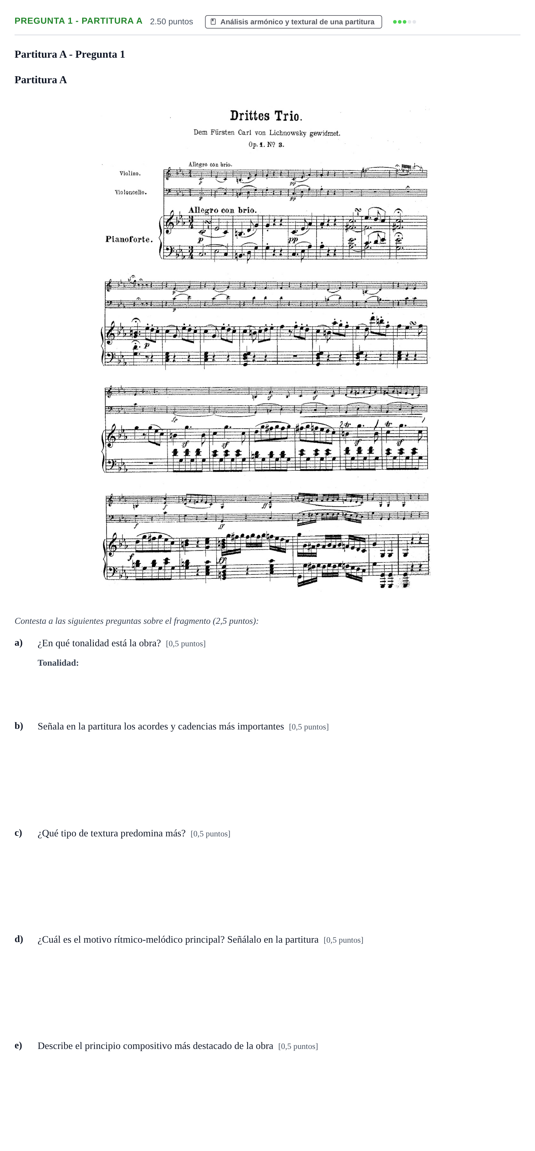 Enunciado: Pregunta 1 - Partitura A · Análisis Musical II PAU Asturias Extraordinaria 2024