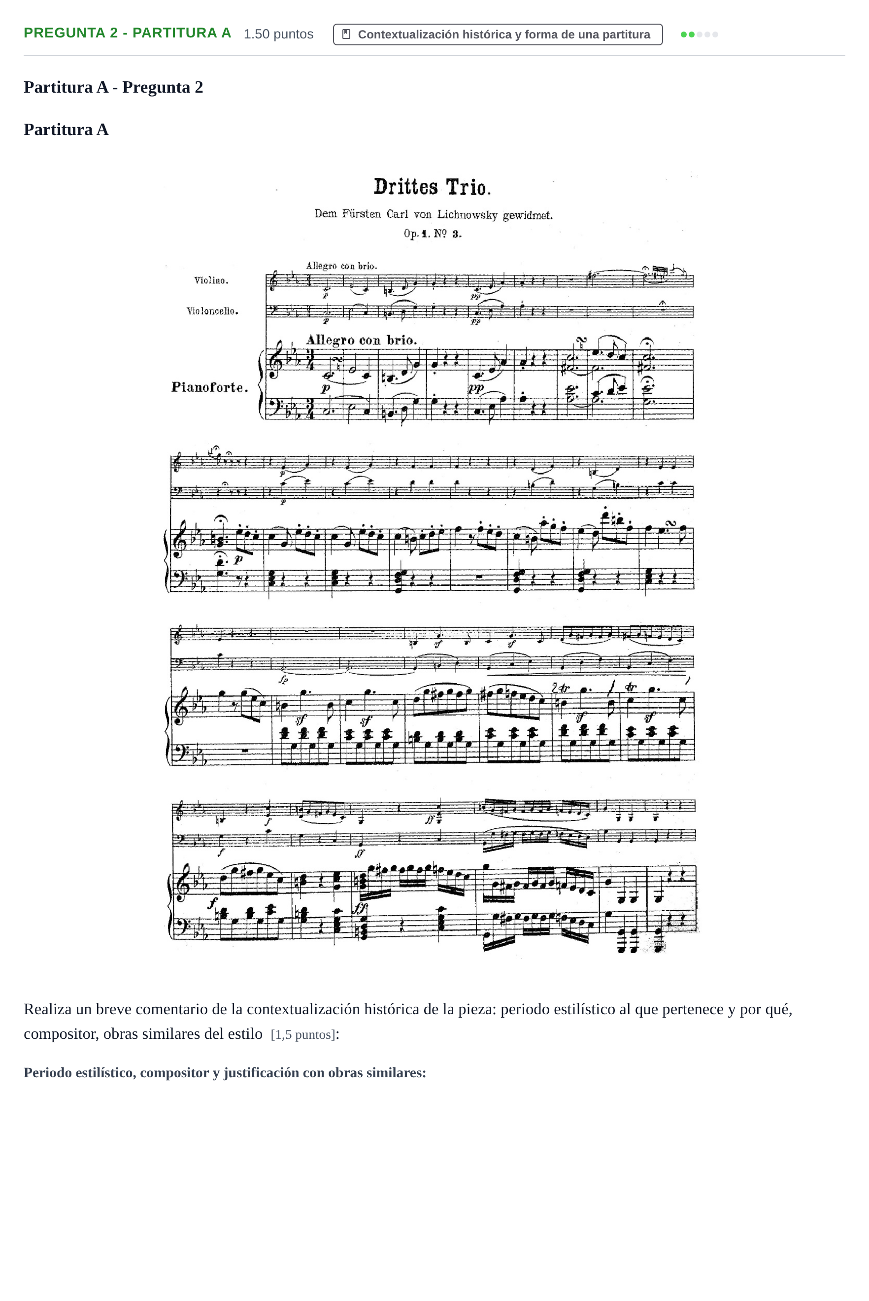 Enunciado: Pregunta 2 - Partitura A · Análisis Musical II PAU Asturias Extraordinaria 2024