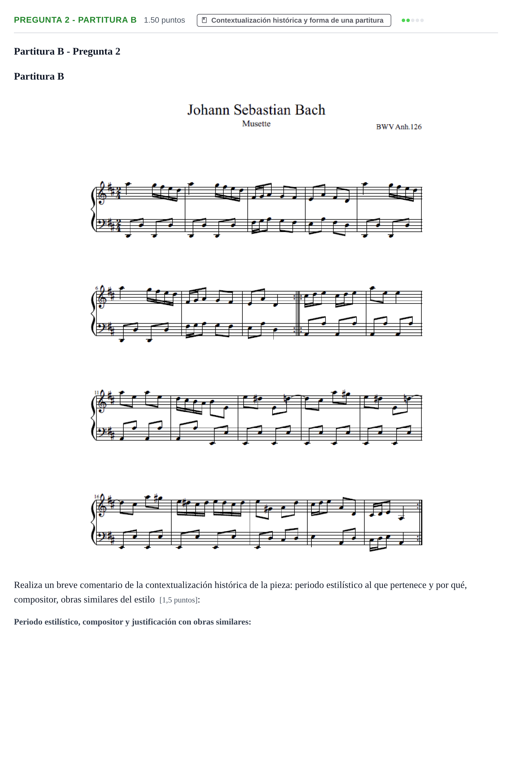 Enunciado: Pregunta 2 - Partitura B · Análisis Musical II PAU Asturias Extraordinaria 2024