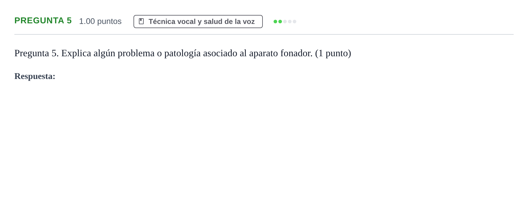 Enunciado: Pregunta 5 · Coro y Técnica Vocal PAU Asturias Ordinaria 2024