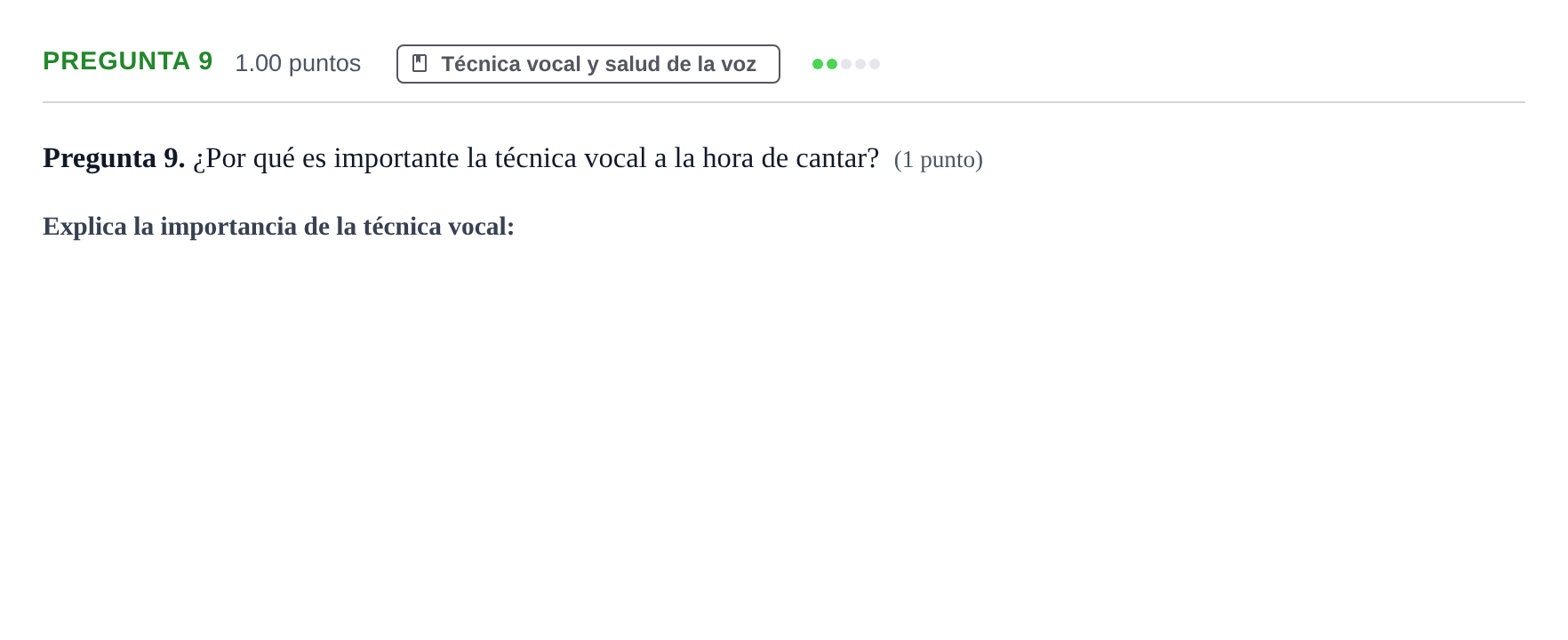 Enunciado: Pregunta 9 · Coro y Técnica Vocal PAU Asturias Ordinaria 2024