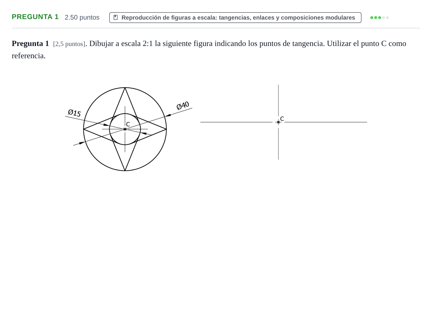 Enunciado: Pregunta 1 · Dibujo Técnico Aplicado a las Artes Plásticas y al Diseño PAU Asturias Extraordinaria 2024