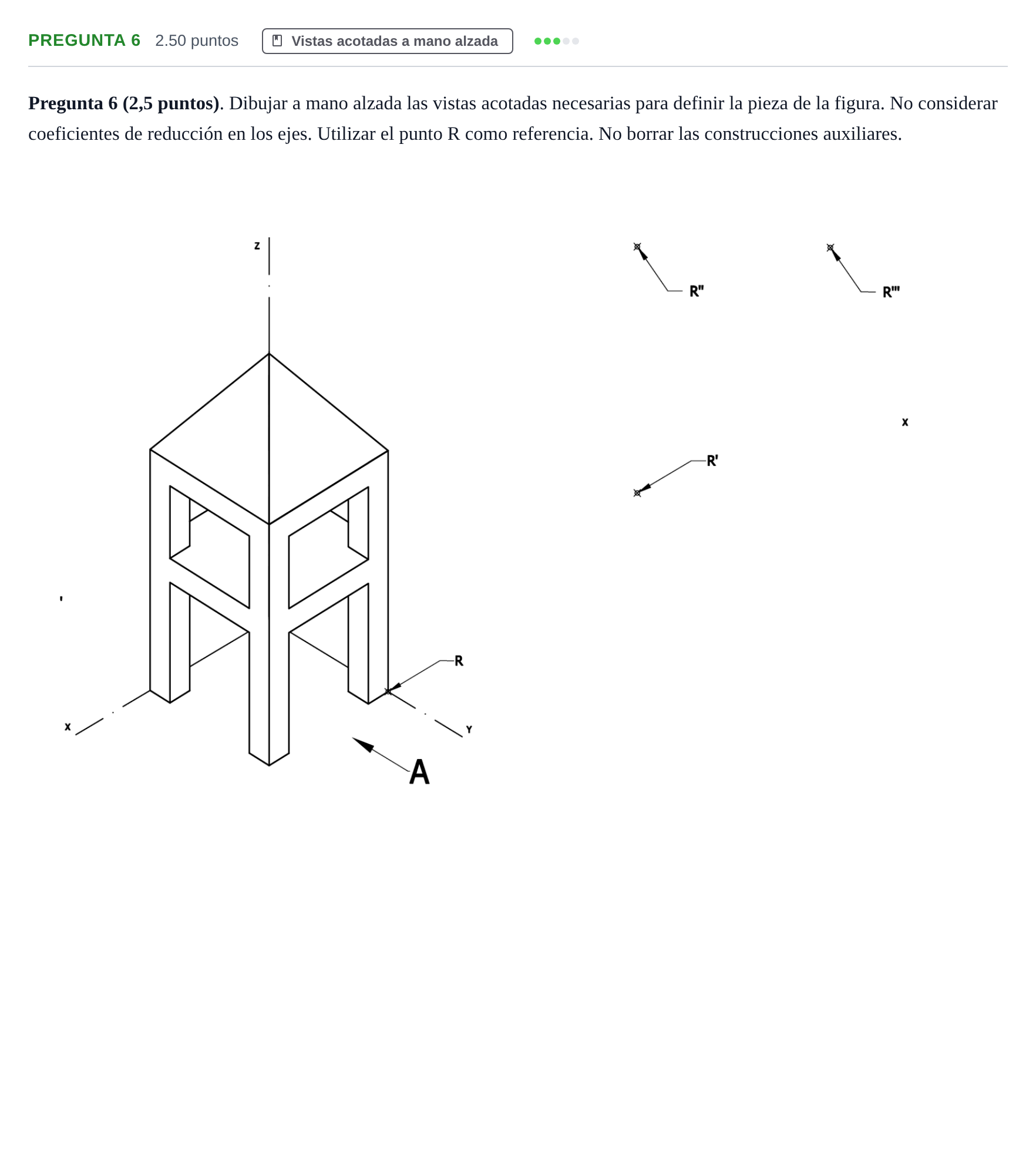 Enunciado: Pregunta 6 · Dibujo Técnico Aplicado a las Artes Plásticas y al Diseño PAU Asturias Extraordinaria 2024