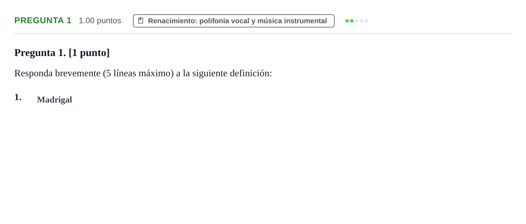 Enunciado: Pregunta 1 · Historia de la Música y de la Danza PAU Asturias Ordinaria 2024