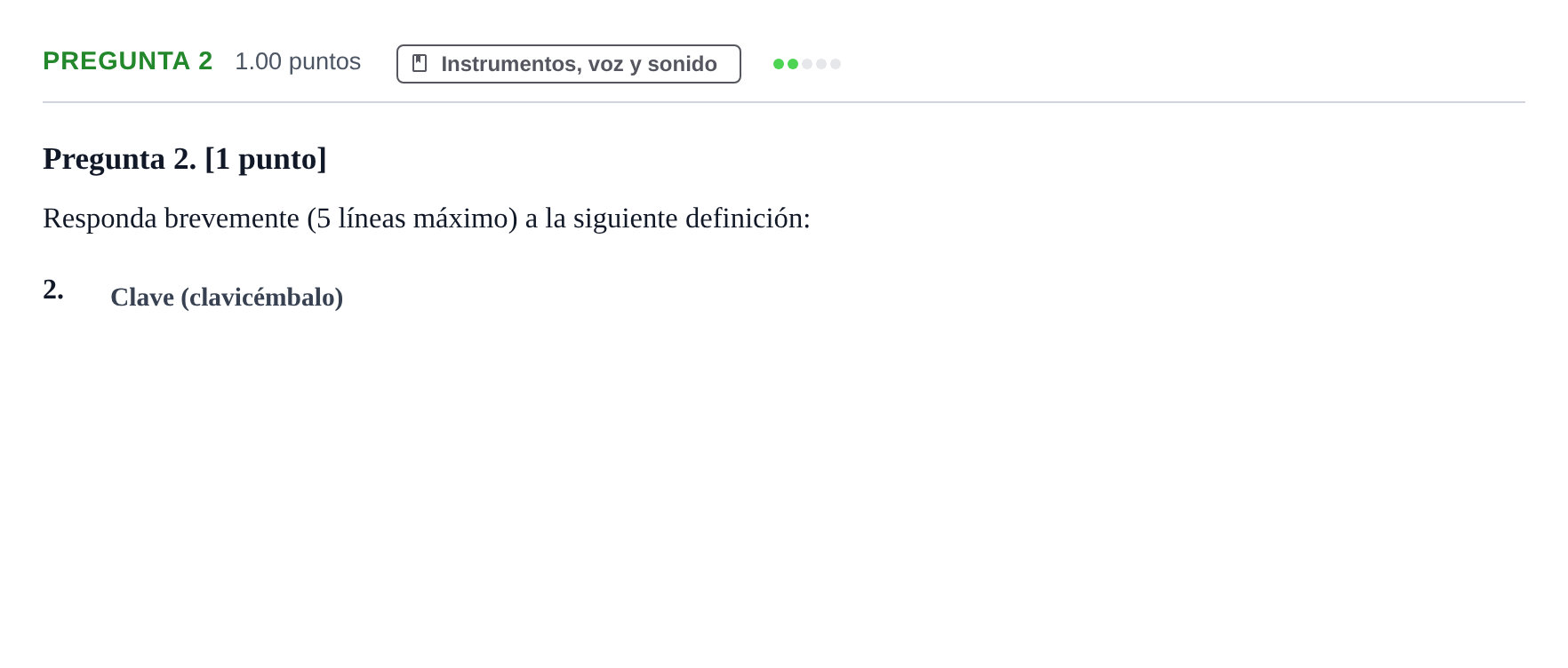 Enunciado: Pregunta 2 · Historia de la Música y de la Danza PAU Asturias Ordinaria 2024