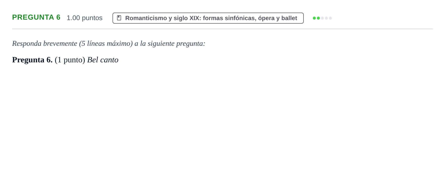 Enunciado: Pregunta 6 · Historia de la Música y de la Danza PAU Asturias Ordinaria 2024