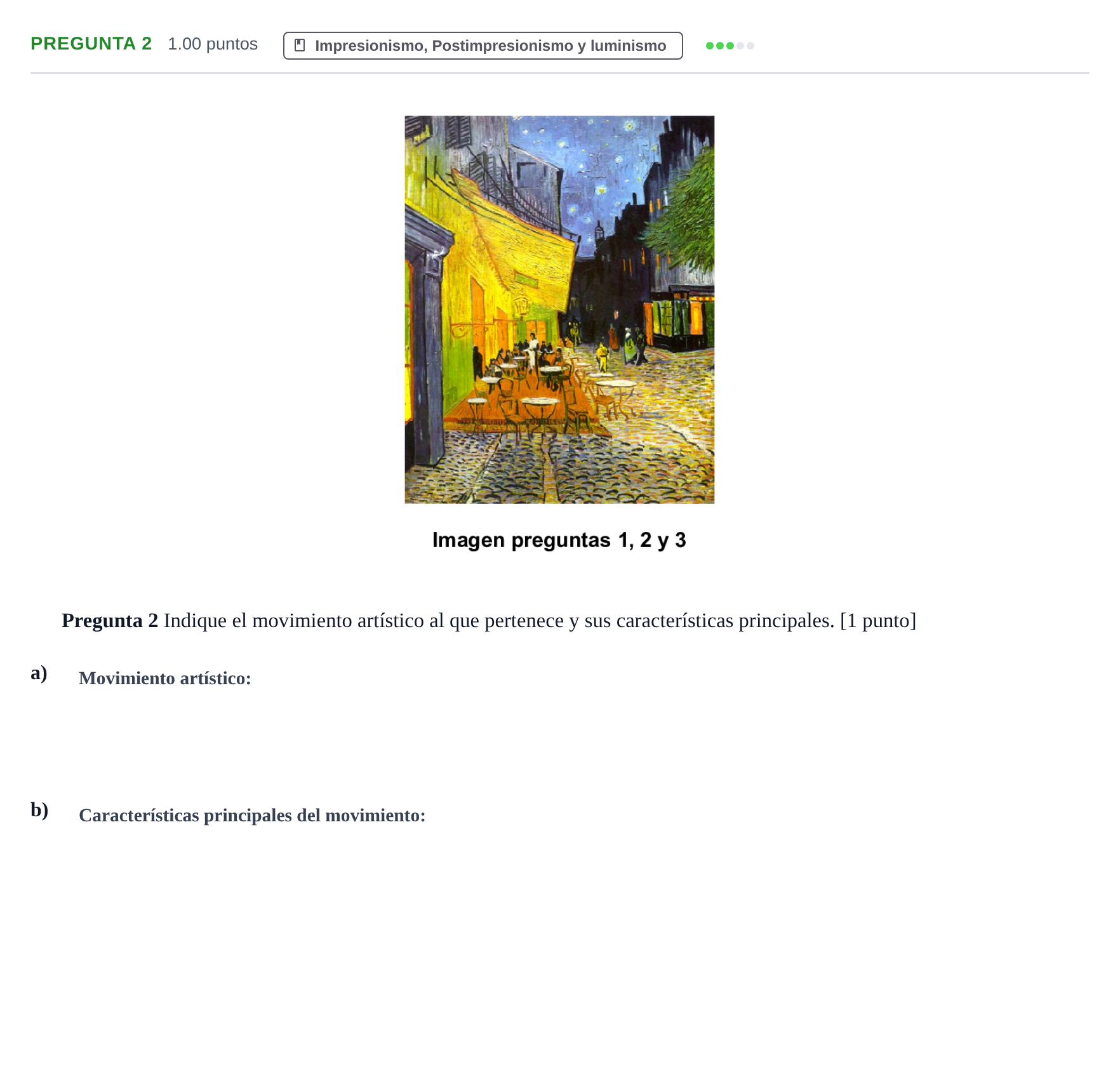Enunciado: Pregunta 2 · Movimientos Culturales y Artísticos PAU Asturias Ordinaria 2024