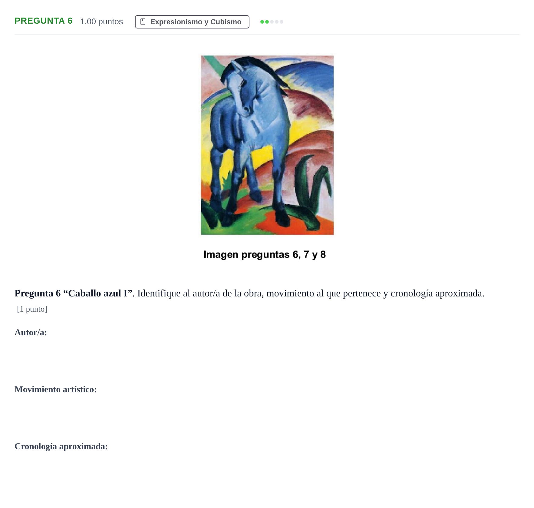 Enunciado: Pregunta 6 · Movimientos Culturales y Artísticos PAU Asturias Ordinaria 2024