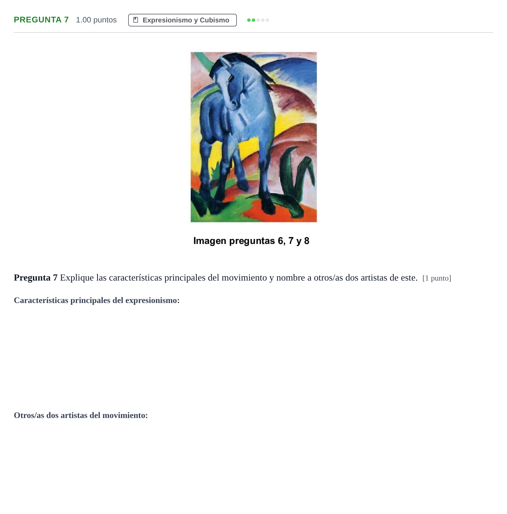 Enunciado: Pregunta 7 · Movimientos Culturales y Artísticos PAU Asturias Ordinaria 2024