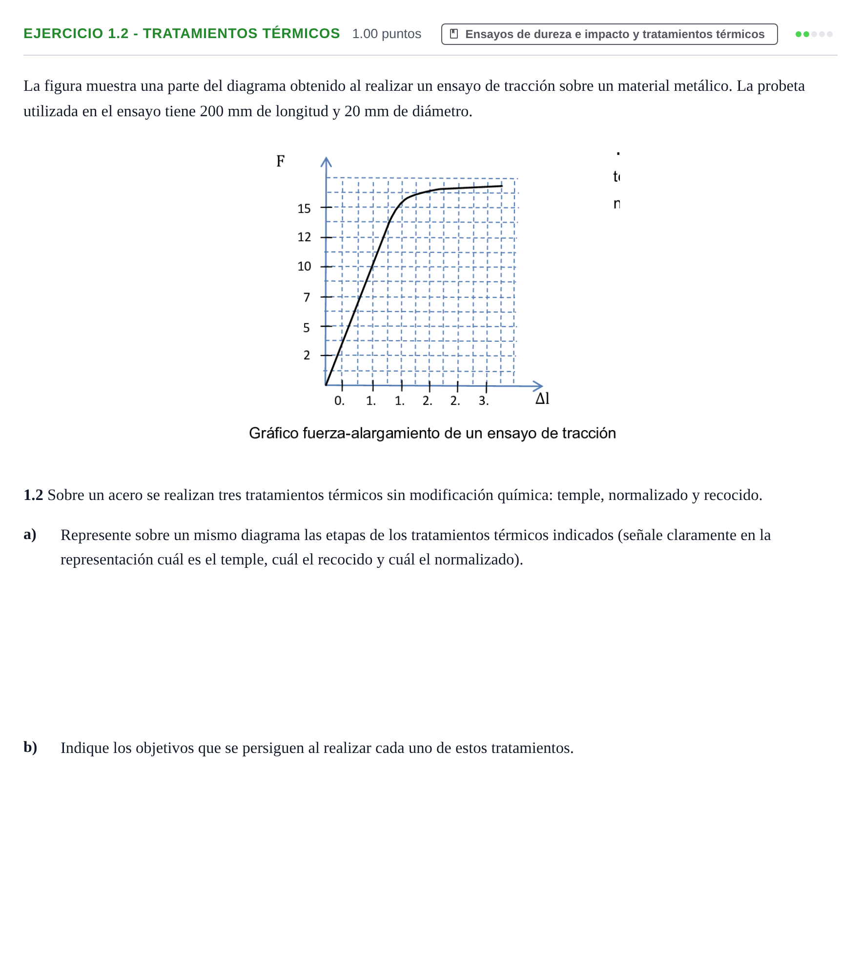Enunciado: Ejercicio 1.2 - Tratamientos térmicos · Tecnología e Ingeniería II PAU Asturias Extraordinaria 2024